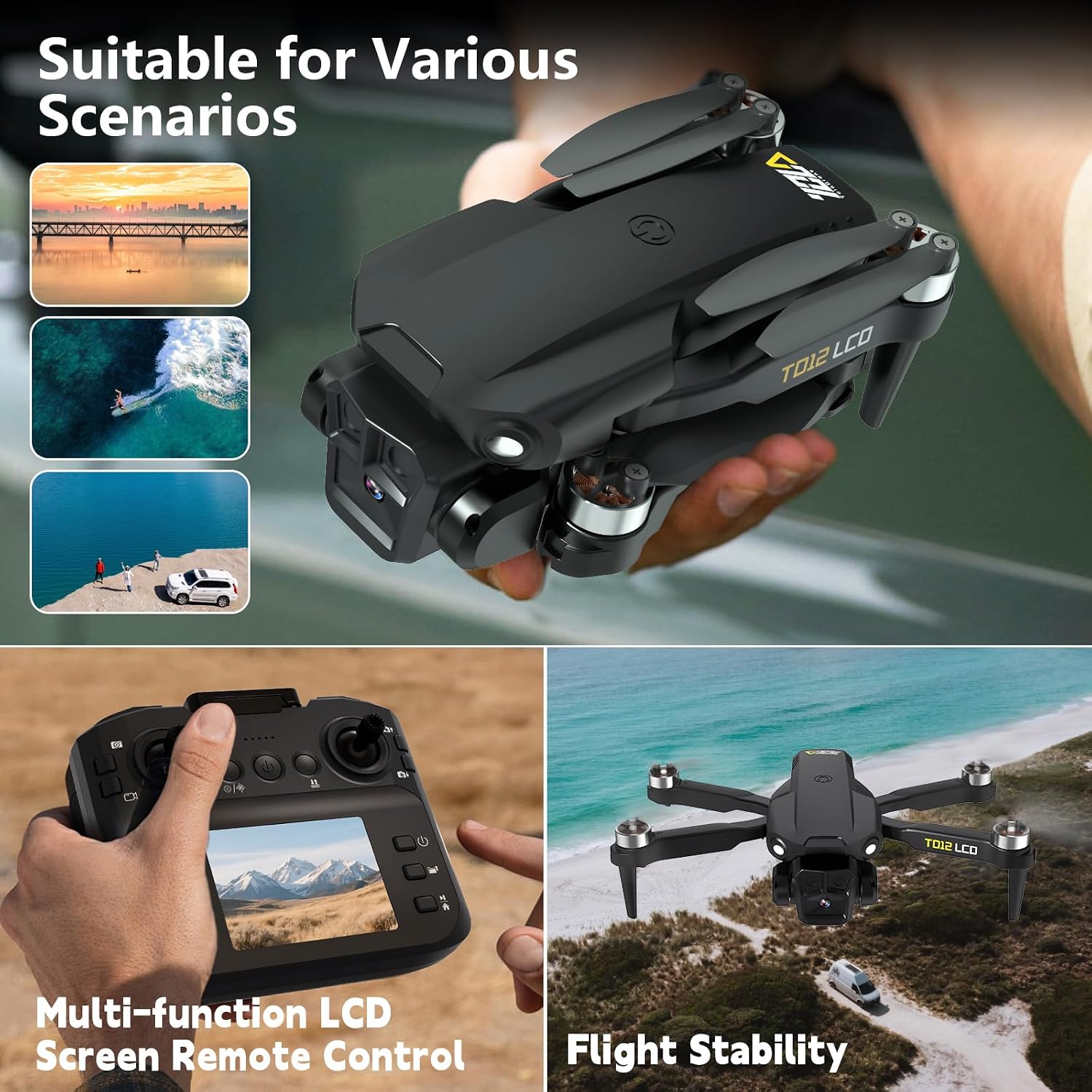 Thumbnail 1 de Toladrone TD12LCD Drohne mit Kamera – faltbarer Quadrocopter mit LCD-Fernbedienung und Echtzeitübertragung