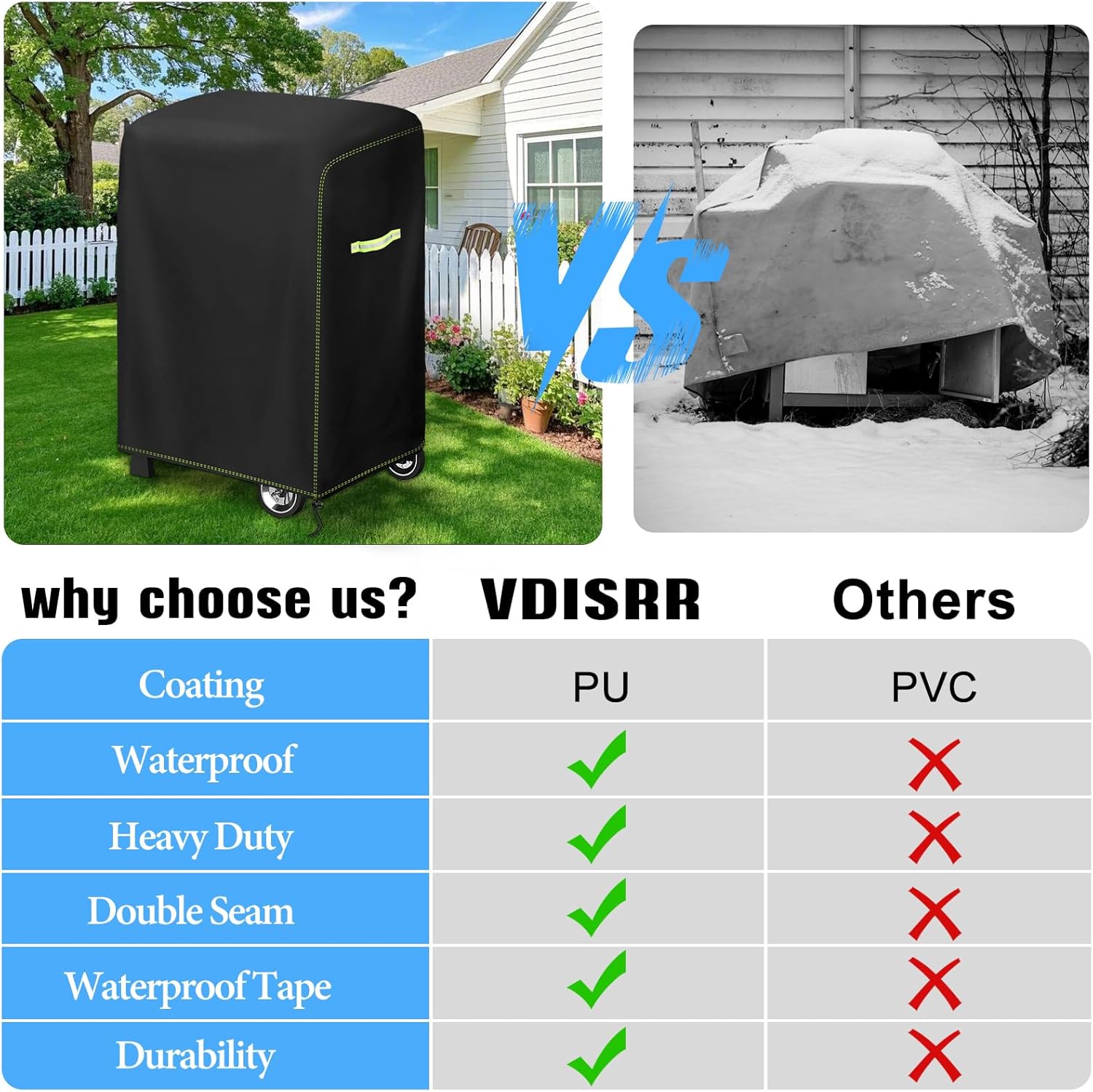 Thumbnail 6 de VDISRR Grillabdeckung Wetterfest 77 x 70 x 110 cm für Weber Spirit 210 – 2 Brenner Grill mit Klappbarer Seitenablage