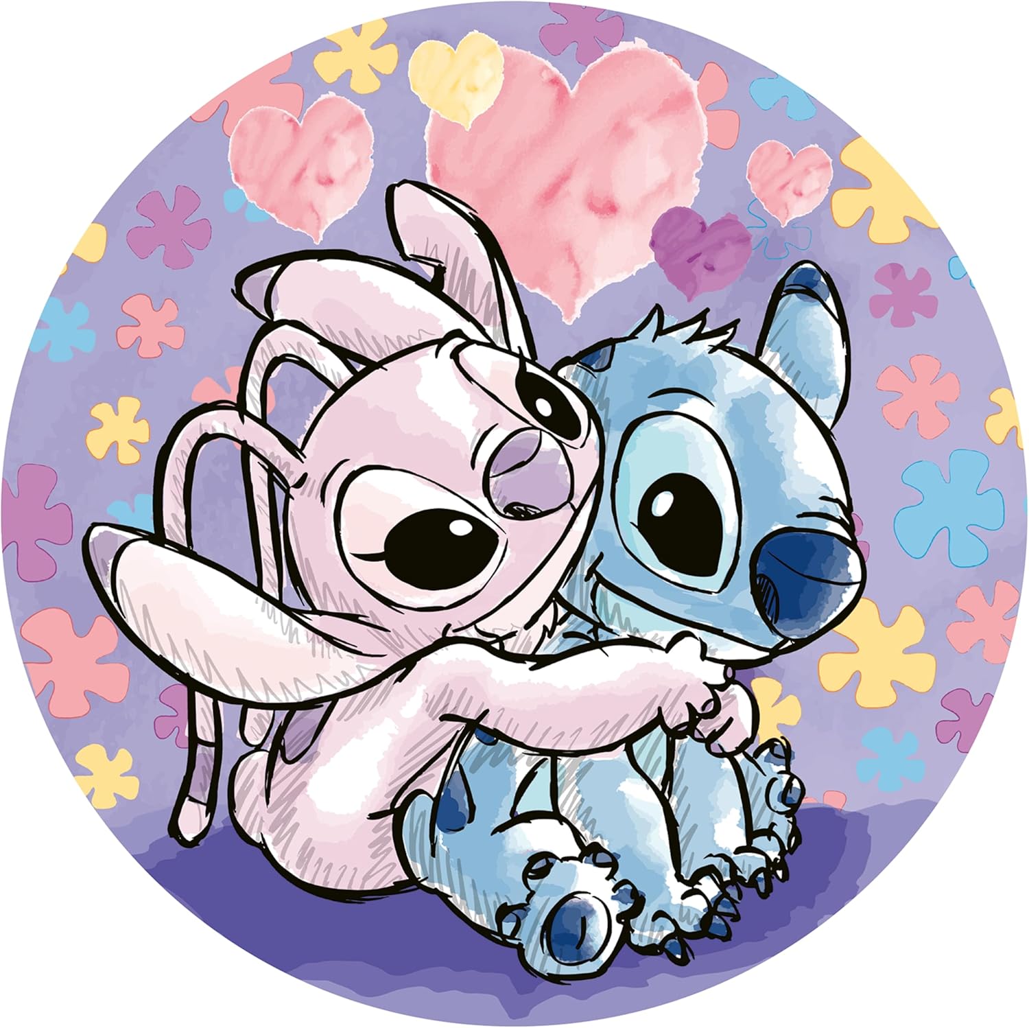 Detalle 1 de Ravensburger Puzzle Stitch 500 pièces — Puzzle Rond 52 cm (Disney Stitch)