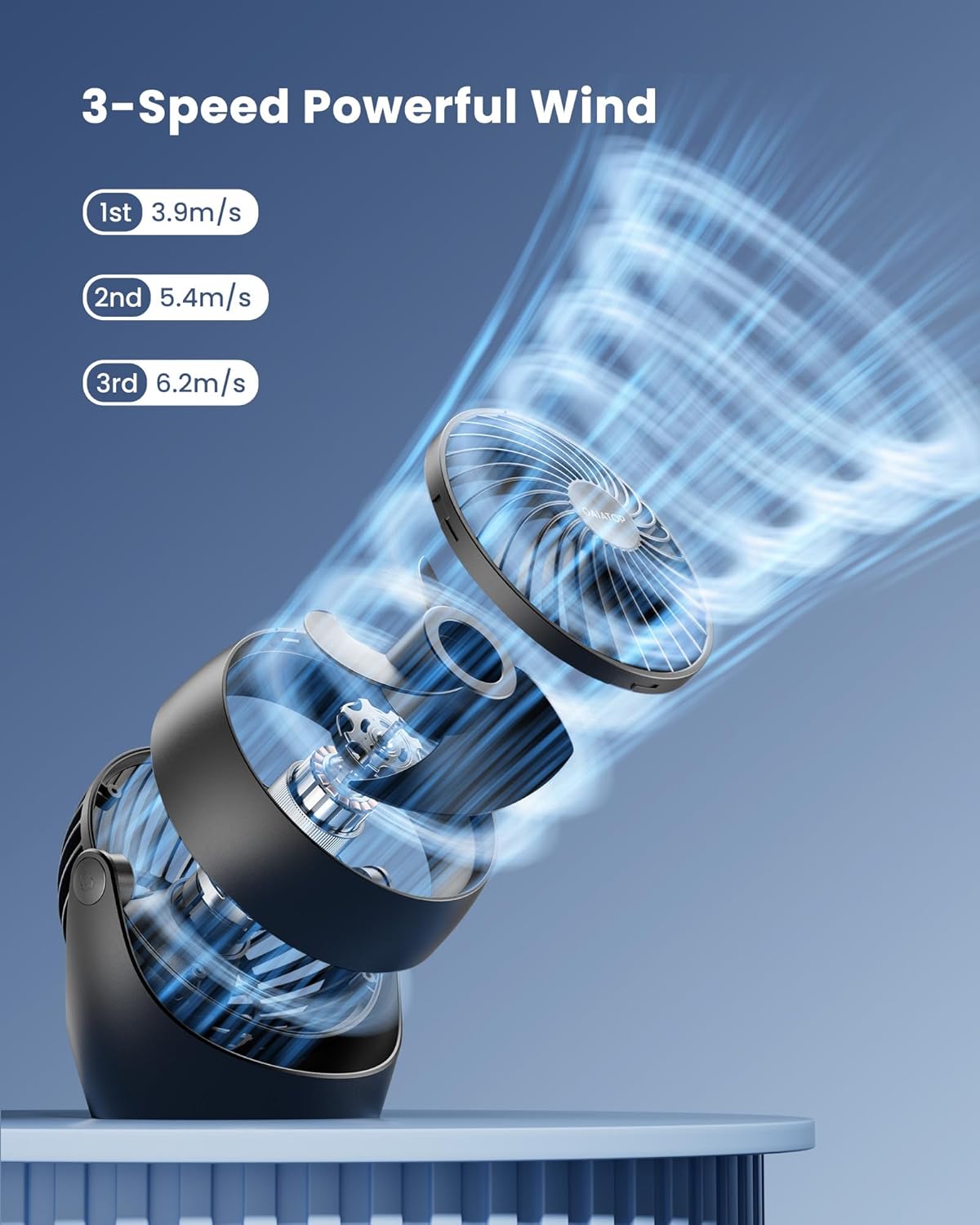 Thumbnail 4 de Gaiatop Desk Fan (5-Inch) Portable Electric Table Fan with 3 Speeds and 360° Adjustable Tilt