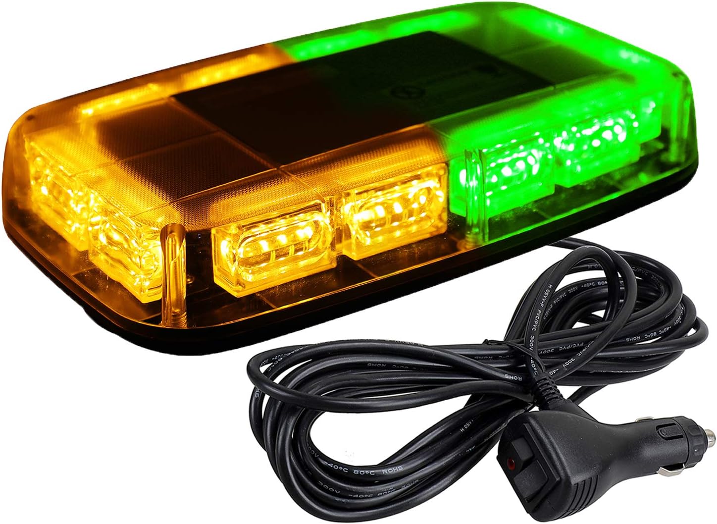 ASPL 48LED Roof Top Strobe Light Bar with Magnetic Base for 12–24V Vehicles (Amber/Green)