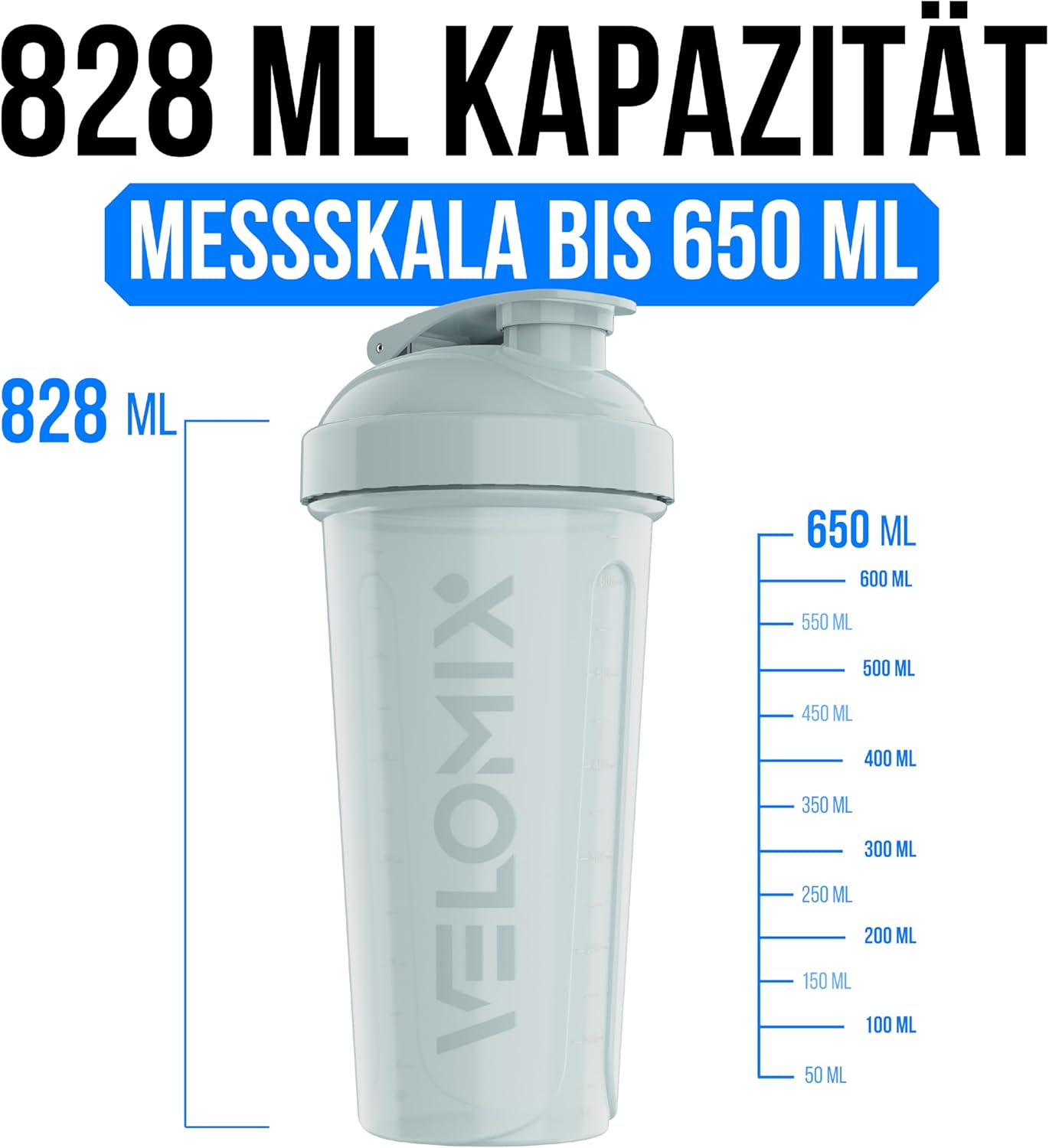 Thumbnail 3 de VELOMIX 4er-Set Eiweiß-Shaker 828 ml (BPA-frei, auslaufsicher, spülmaschinengeeignet)