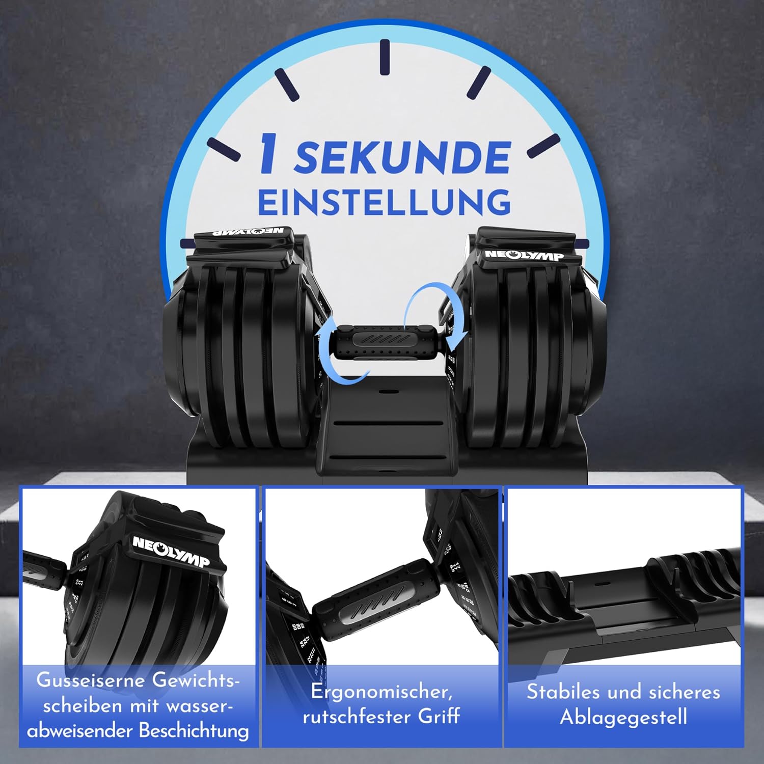 Thumbnail 4 de NEOLYMP Kurzhantel verstellbar (2–40 kg) – 3-in-1 verstellbares Hantel-Set für Home-Gym