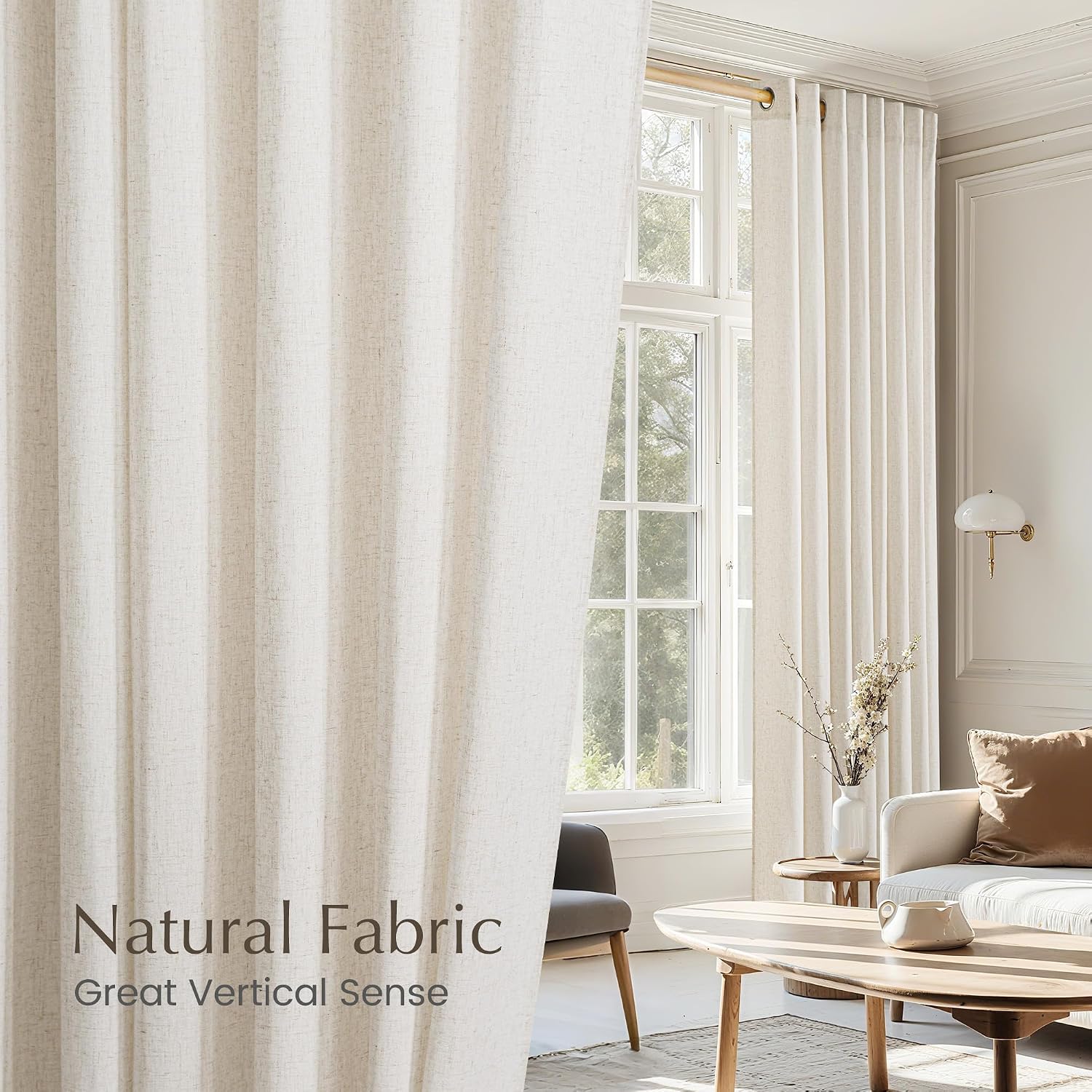 Detalle de NICETOWN Linen Blend Curtains, 84 Inches