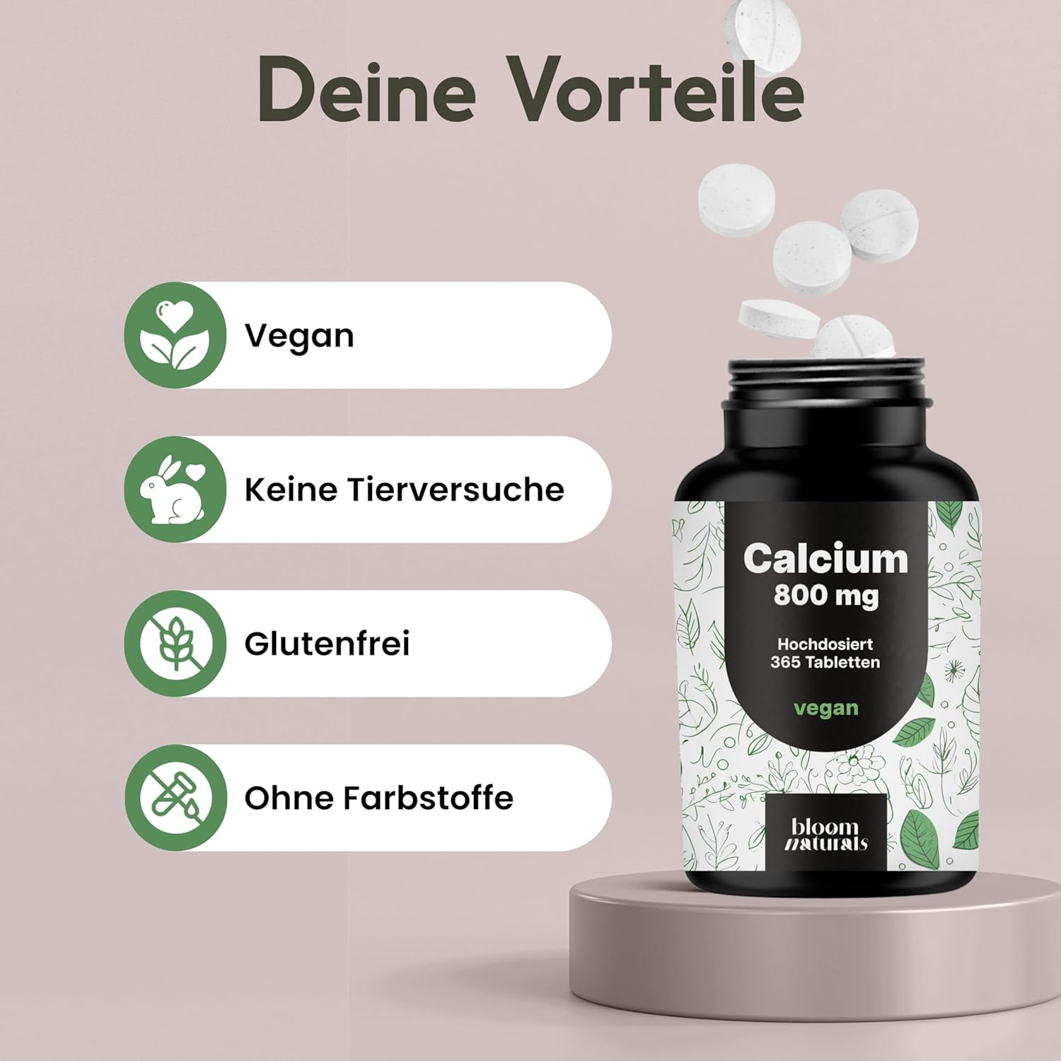 Thumbnail 3 de Bloom Naturals Calcium Tabletten 800 mg