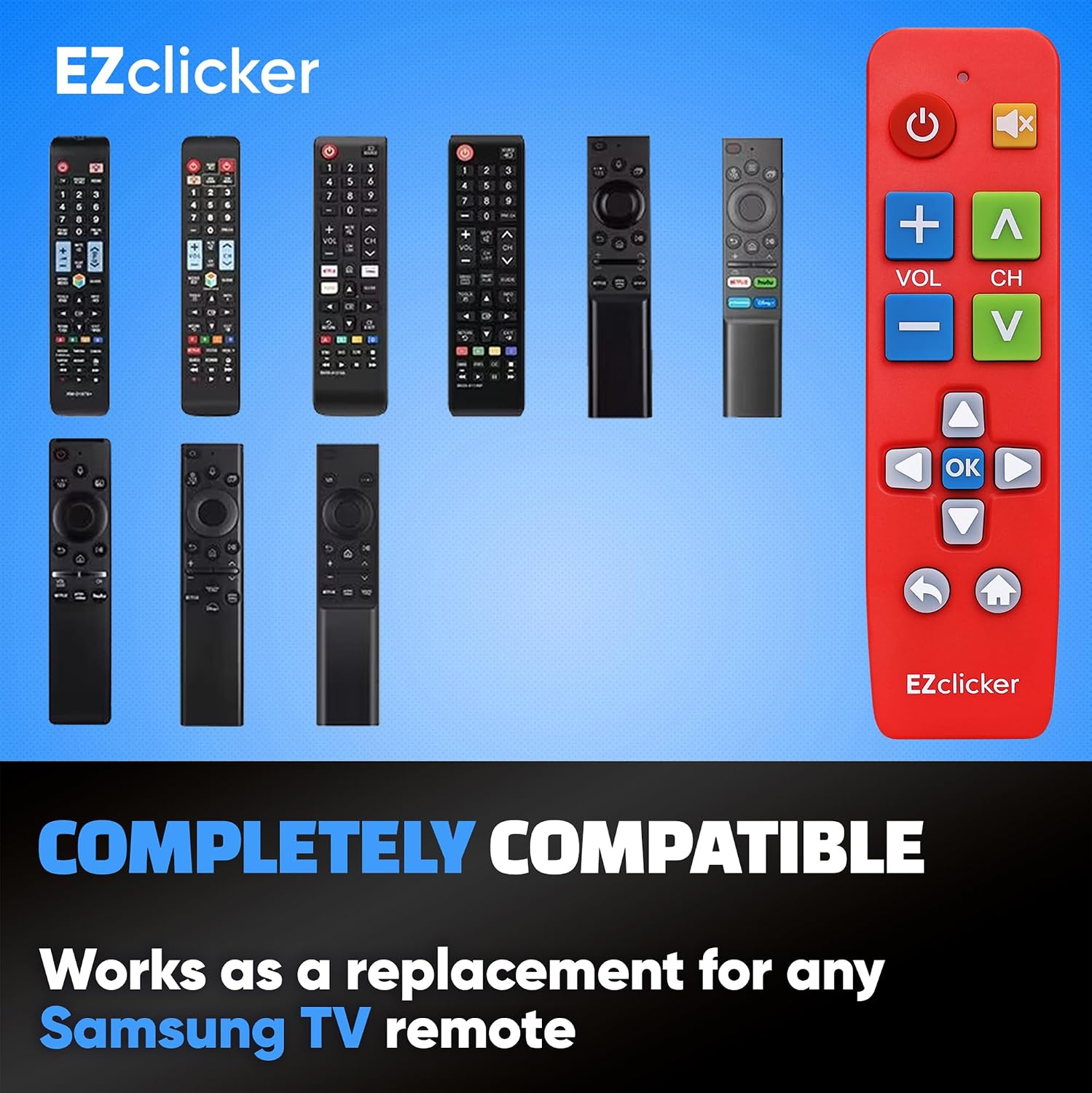 Detalle de Samsung Replacement TV Remote (Red) with Big Buttons for Samsung TVs Only
