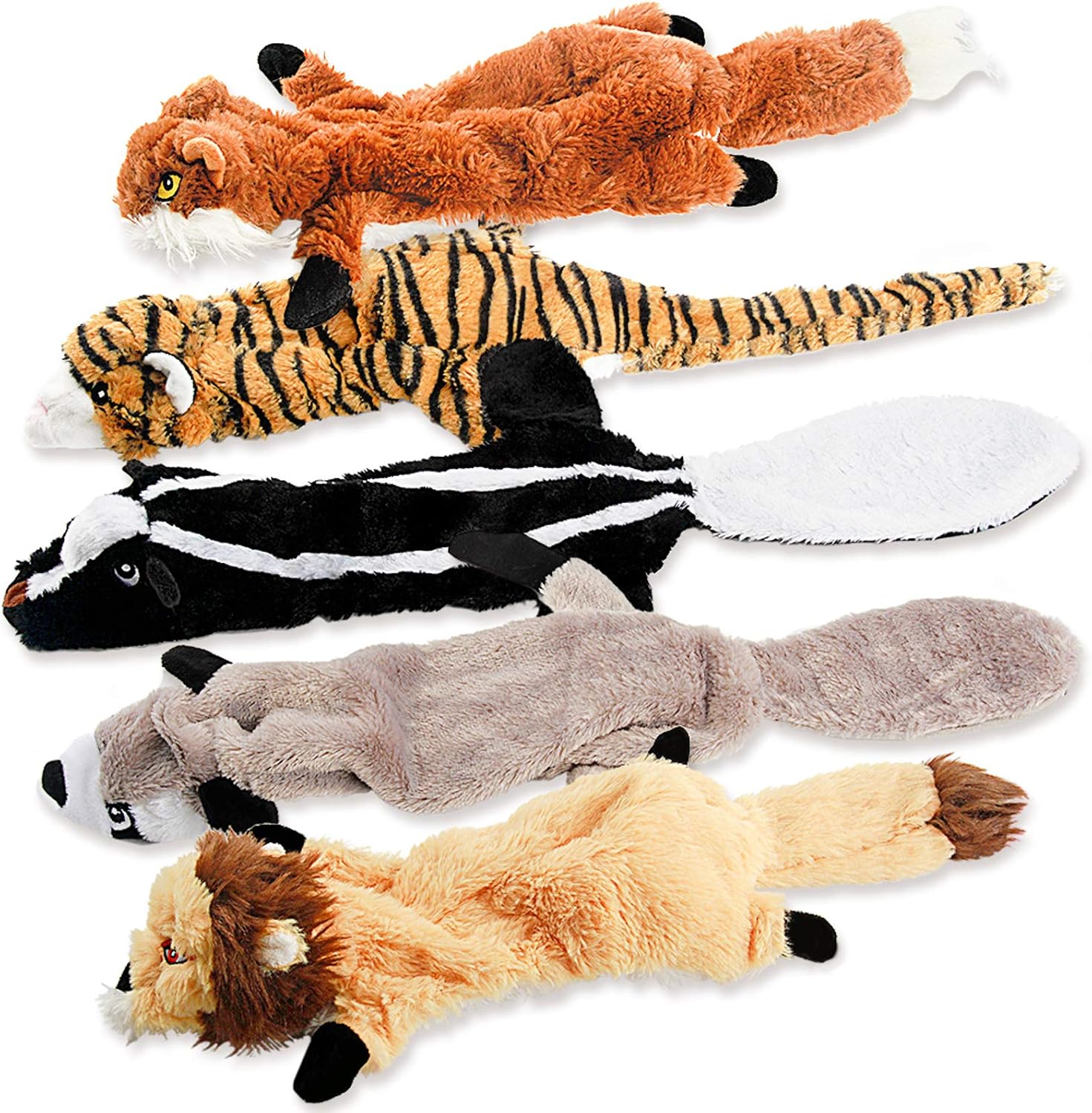Detalle de FIREOR Dog Toys Plush Squeaky Dog Toy Set, 5-Pack No-Stuffing Animals