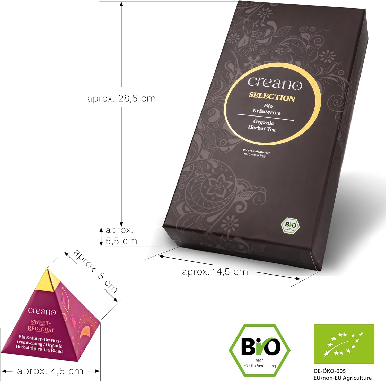 Detalle 2 de Creano Set de regalo de té herbal 🍵 - 18 piramidales