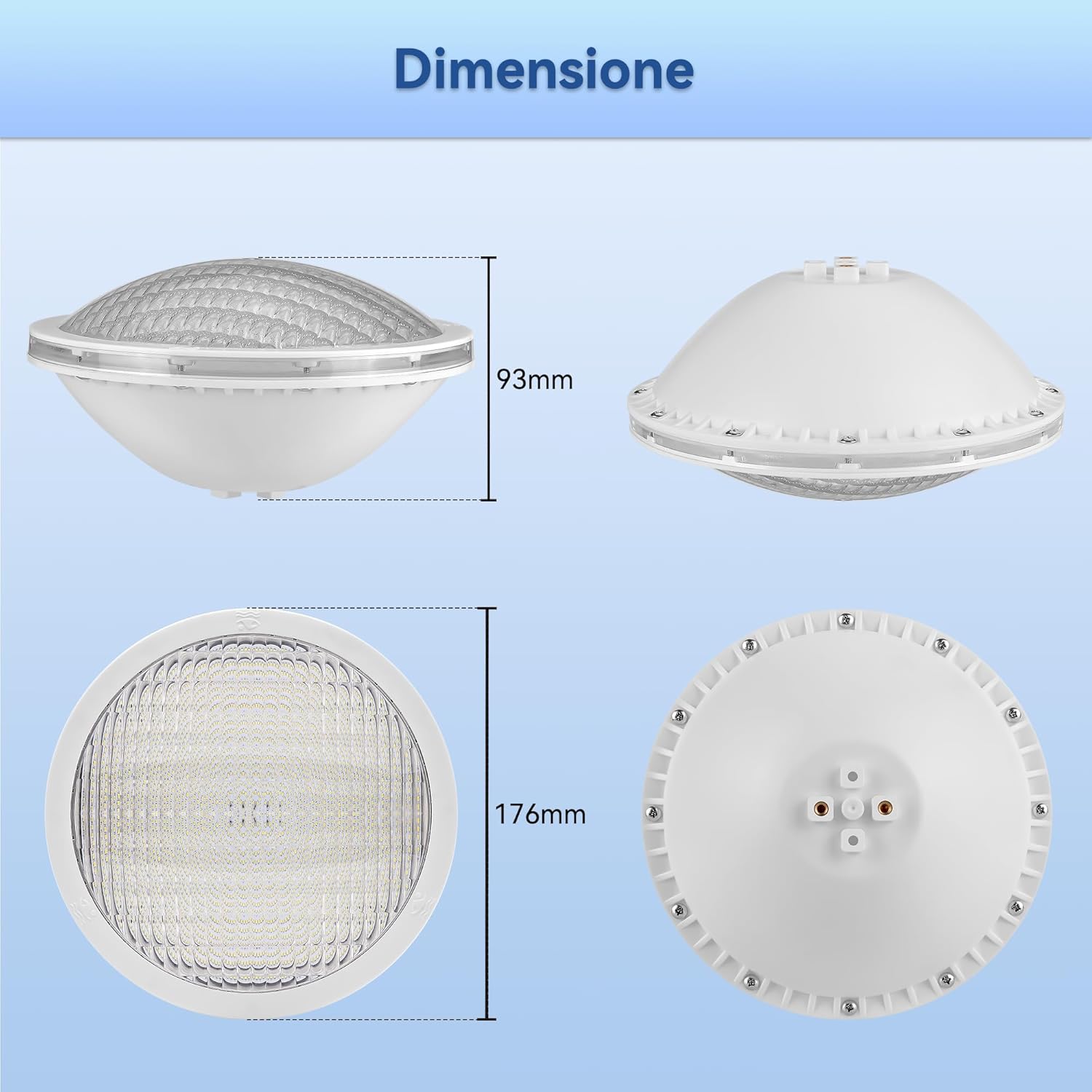 Detalle 2 de Luce Piscina PAR56 LED 18W 12V IP68 1440 lm 120° 3000K bianco caldo