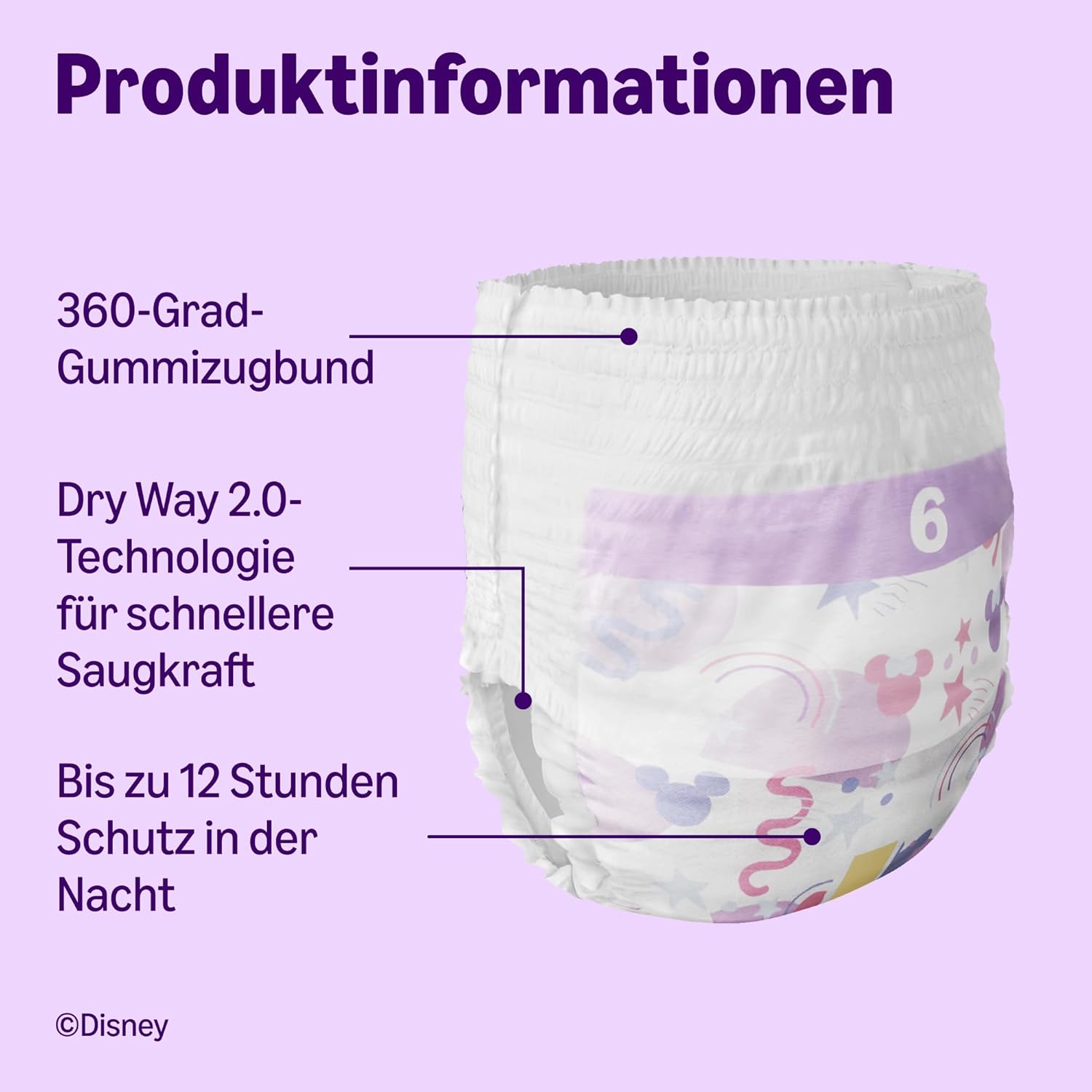 Detalle de by Amazon Disney-Windelhosen, Größe 6 – 60 Stück, weiß (ehemals Mama Bear) – Healthcare by Amazon