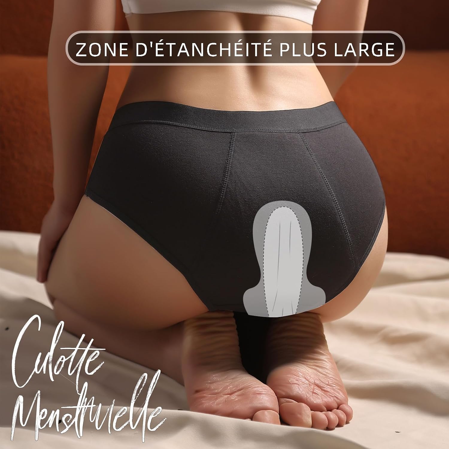 Detalle 2 de FOTOOL Culotte Menstruelle Absorbante – Solution réutilisable en coton pour flux léger à abondant