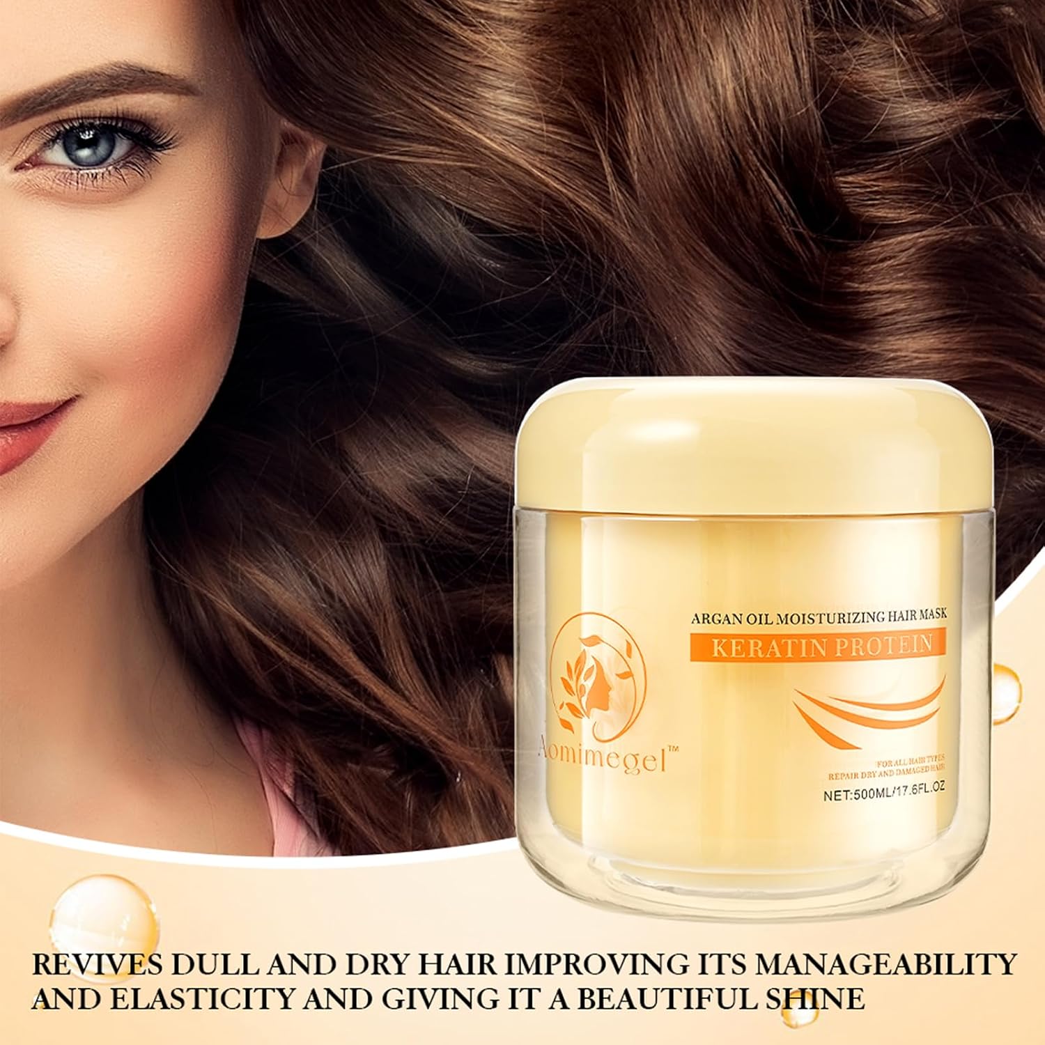 Detalle de Aomimegel Collagen Hair Mask: Deep Repair with Argan Oil for All Hair Types (16.9 oz / 500 ml)