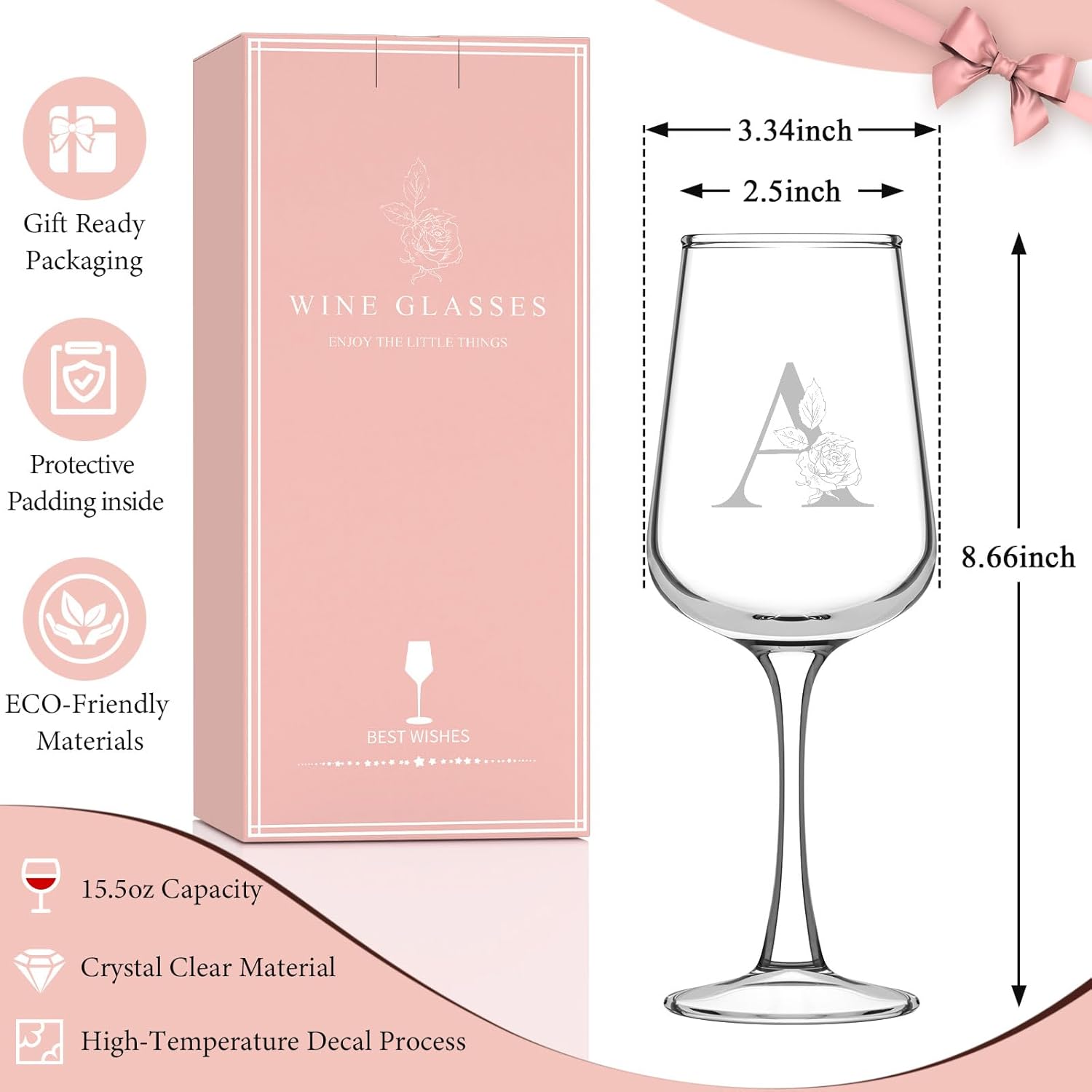 Thumbnail 4 de Personalized Initial Wine Glass Gift Set for Mothers, Grandmothers, Wives, and Daughters
