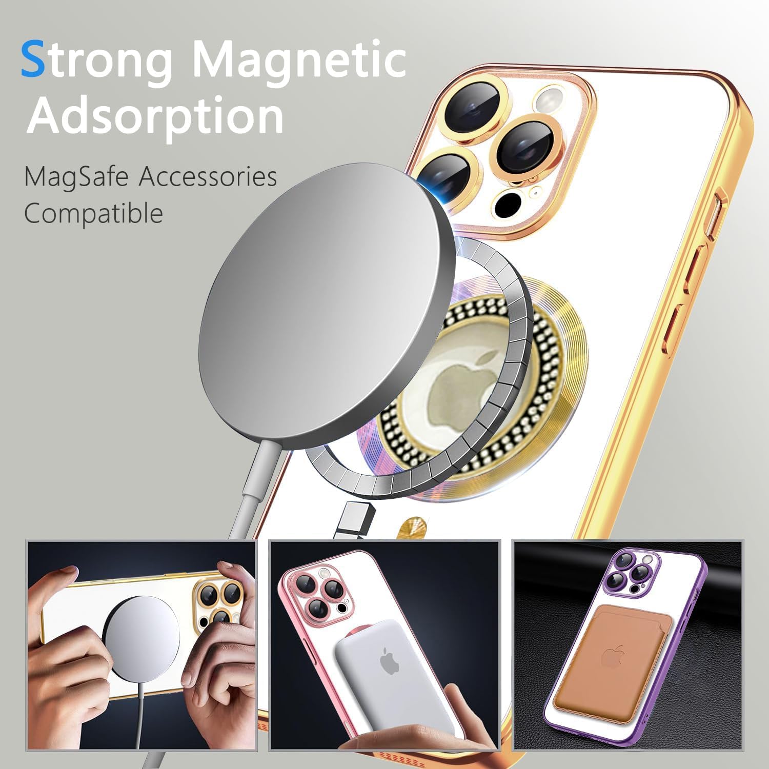 Thumbnail 3 de Misscase for iPhone 16 Pro Max Magnetic Glitter Case with Full Protection