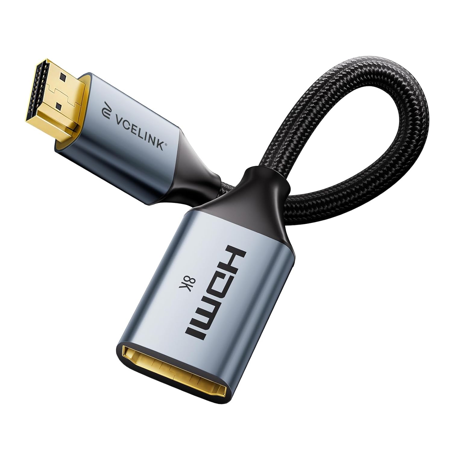 Detalle de VCELINK HDMI 2.1 Verlängerungskabel 18 cm (8K@60Hz, 4K@120Hz) – Männlich auf Buchse