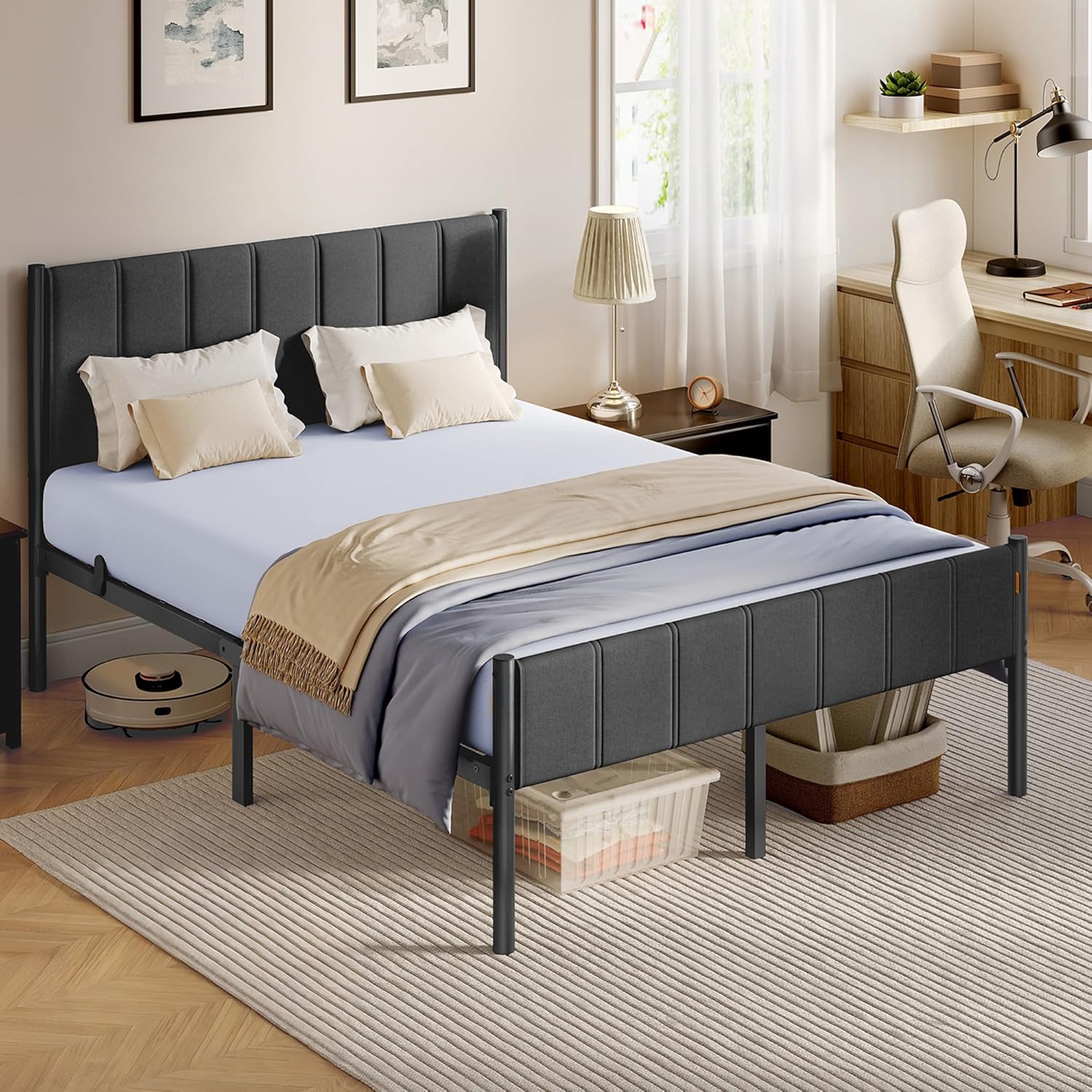 VASAGLE RMB973GN01 Cadre de lit 140x190 cm