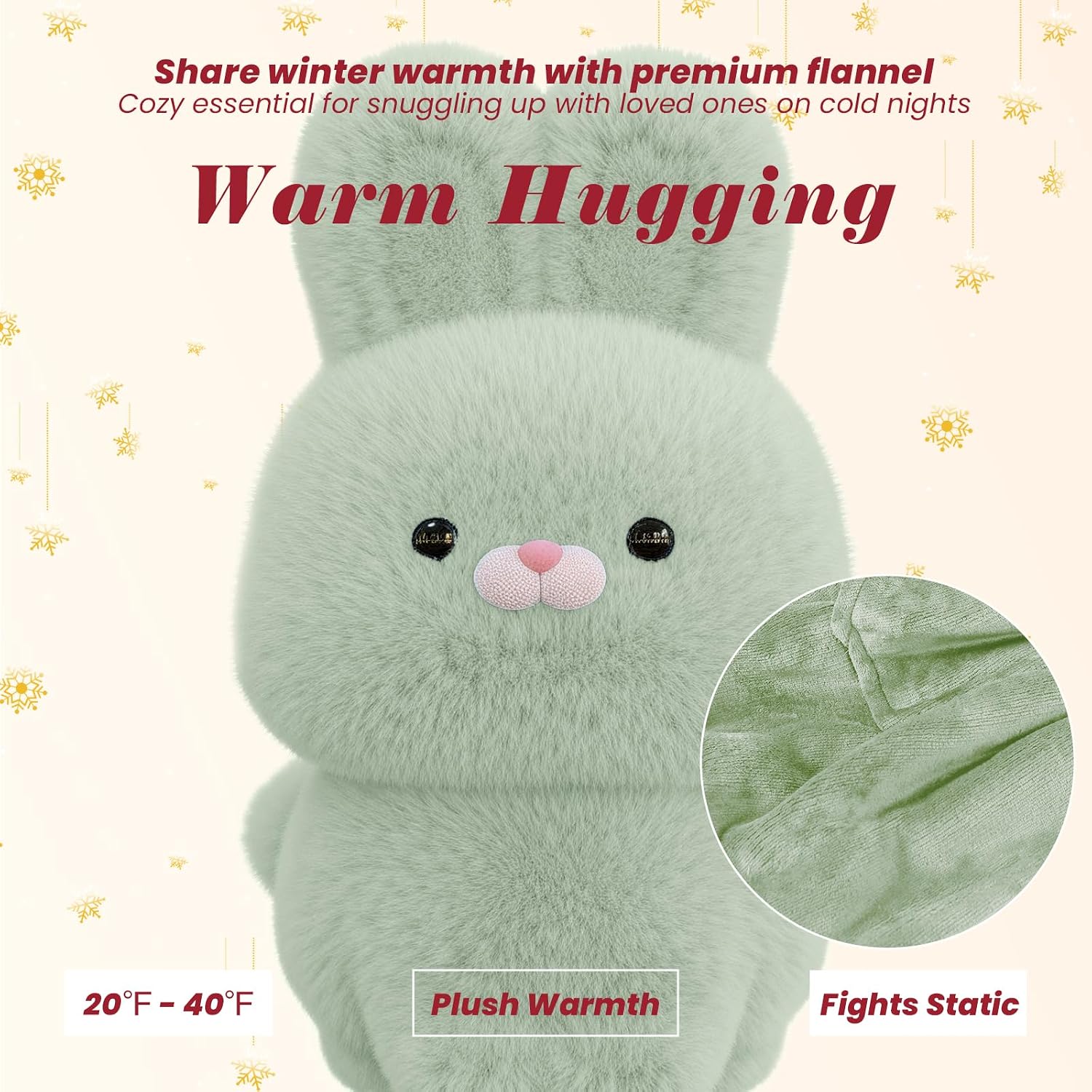 Detalle de YUGYVOB Oversized Wearable Blanket Hoodie, Light Green Sherpa with Giant Pocket