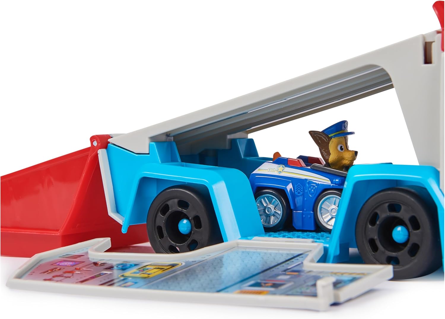 Detalle de Paw Patrol Pat Patrouille Pup Squad : Patrouilleur Chase (camion + voiture figurine)