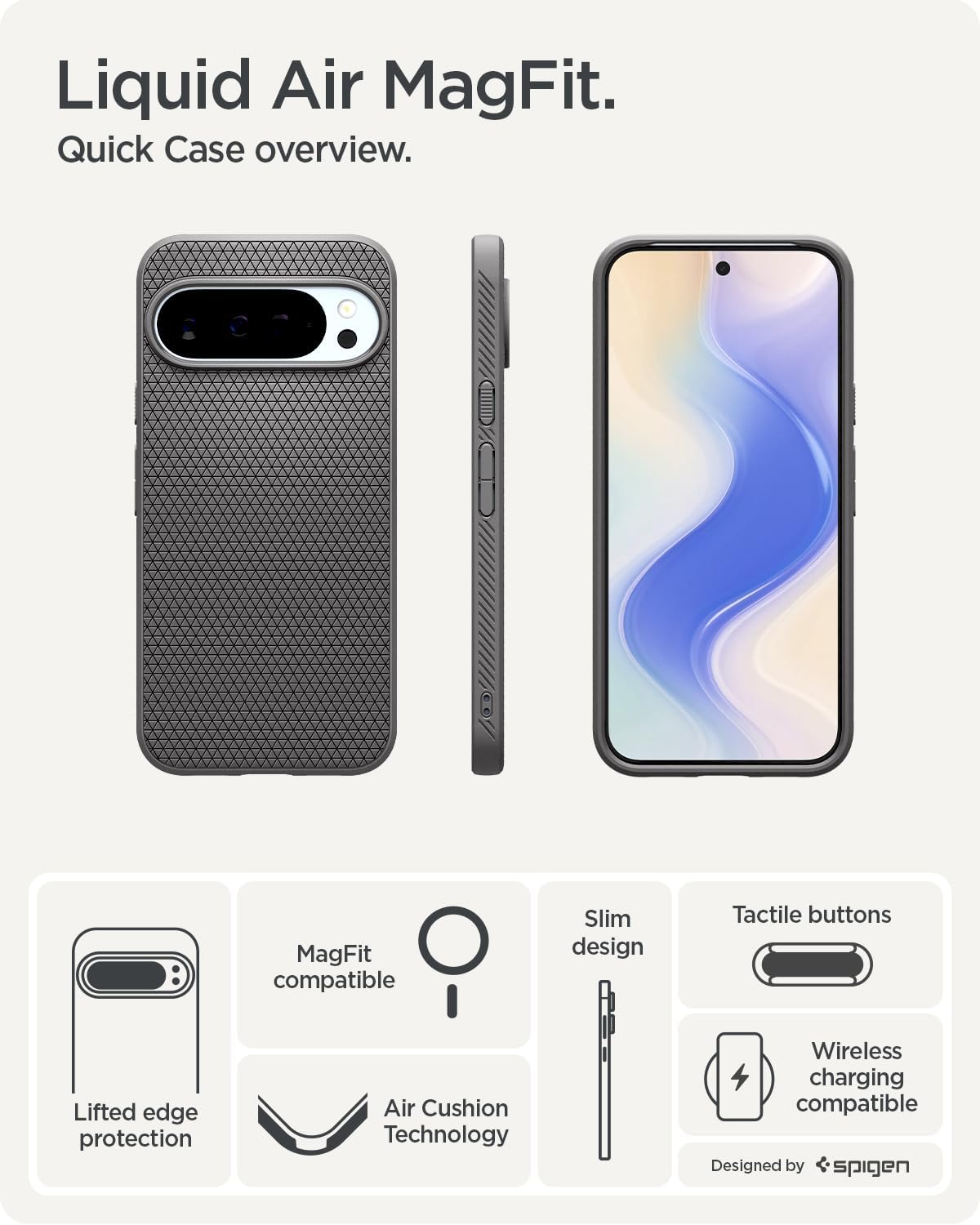 Detalle de Spigen Liquid Air MagFit coque pour Google Pixel 10 Pro XL (MagSafe & Pixelsnap) – gris