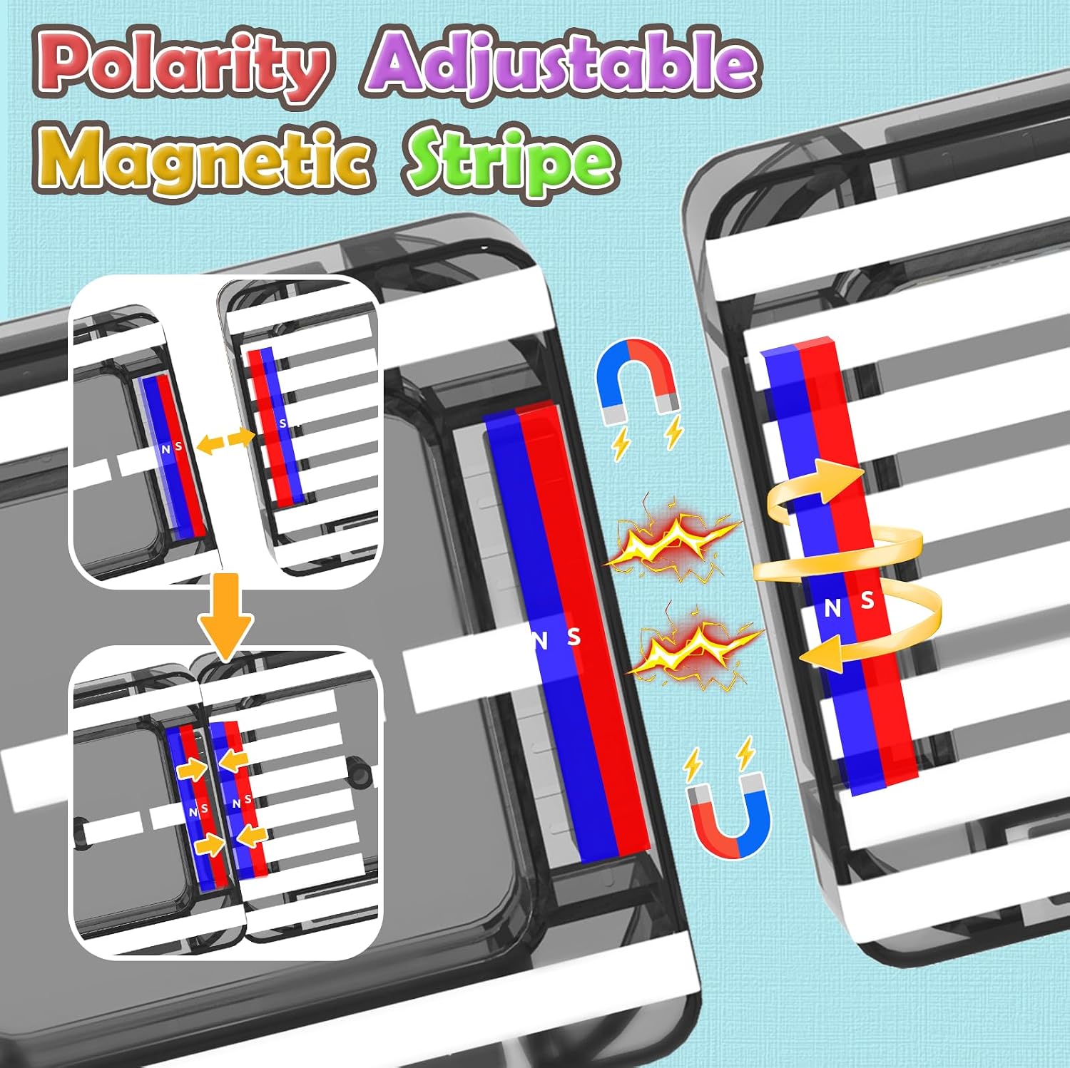 Detalle 2 de Road Mini Magnetic Tiles with Case – Travel Toys for 3+ Year Old Boys and Girls