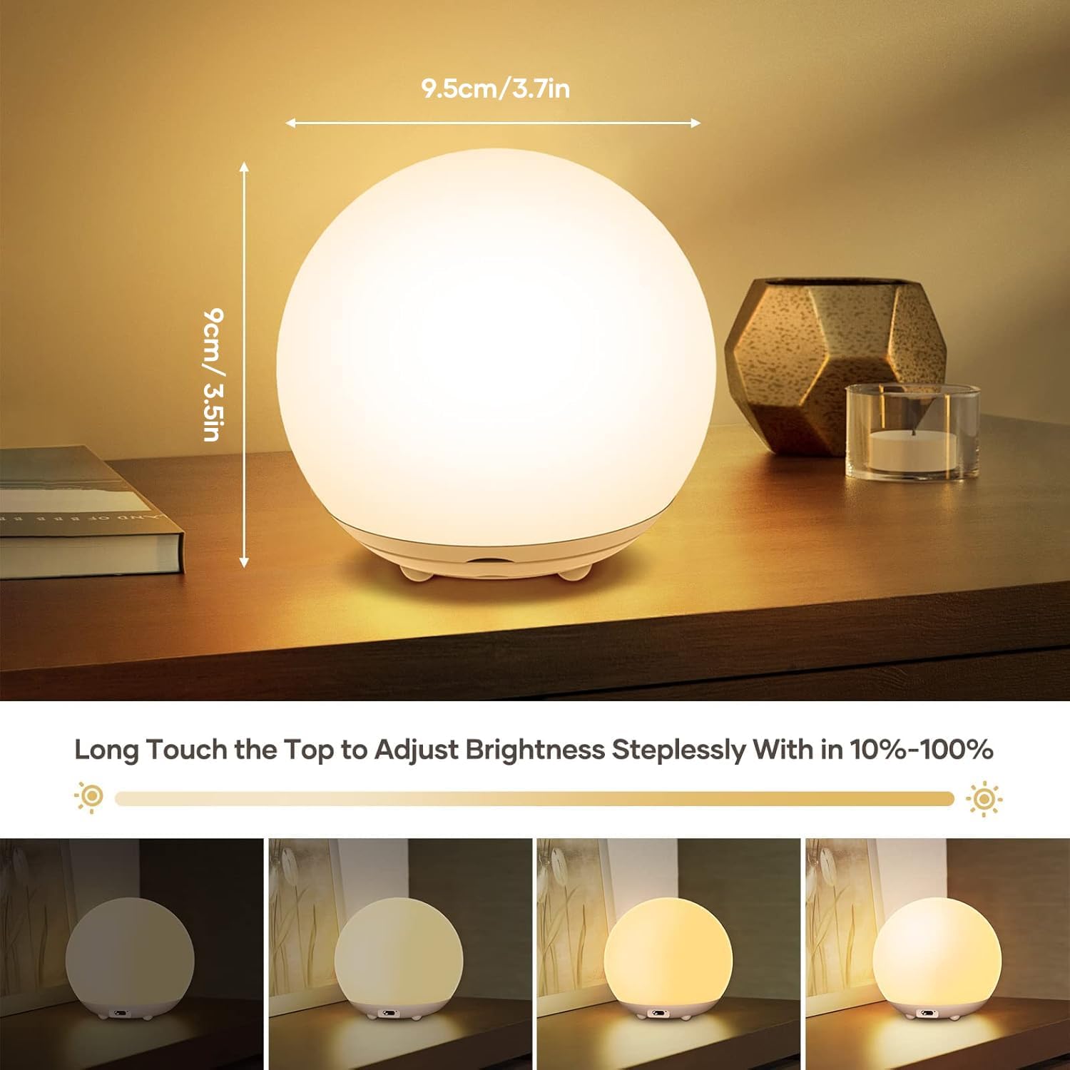 Detalle de LED Night Light 7‑colour USB rechargeable touch lamp 🌙