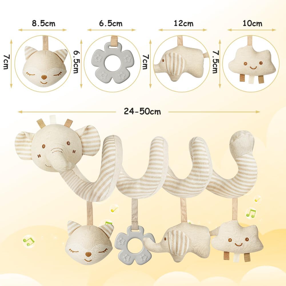 Thumbnail 1 de Vicloon Spiral Pram Toys Elephant – plush sensory rattle hanging toy for newborns (0–6 months)