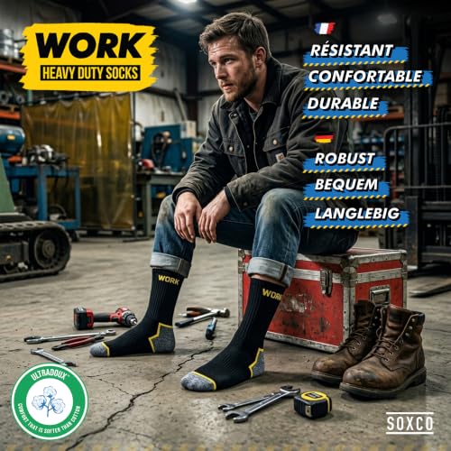 Thumbnail 6 de SOXCO 6 Pairs Men’s Work Socks in Black – Moisture-Wicking, Cushioned and Durable