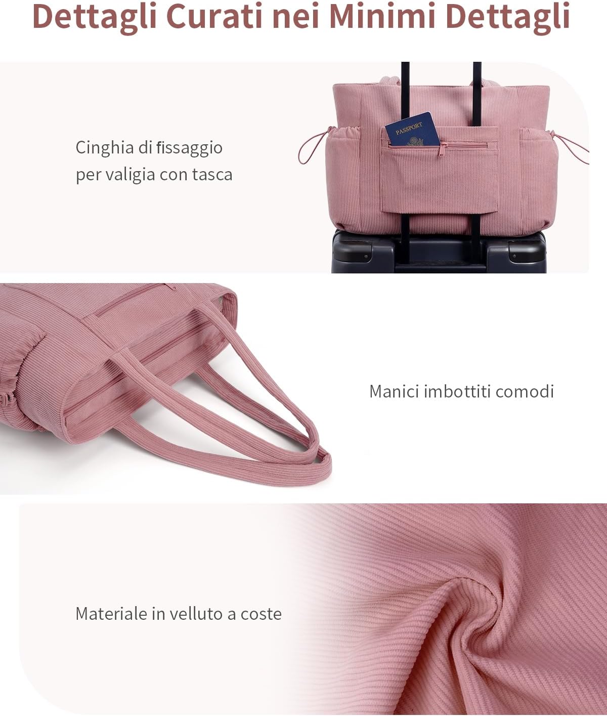 Thumbnail 6 de ECOHUB Tote Bag: Borsa Tote da Donna in velluto a coste, grande capacità, cerniera e multitasche