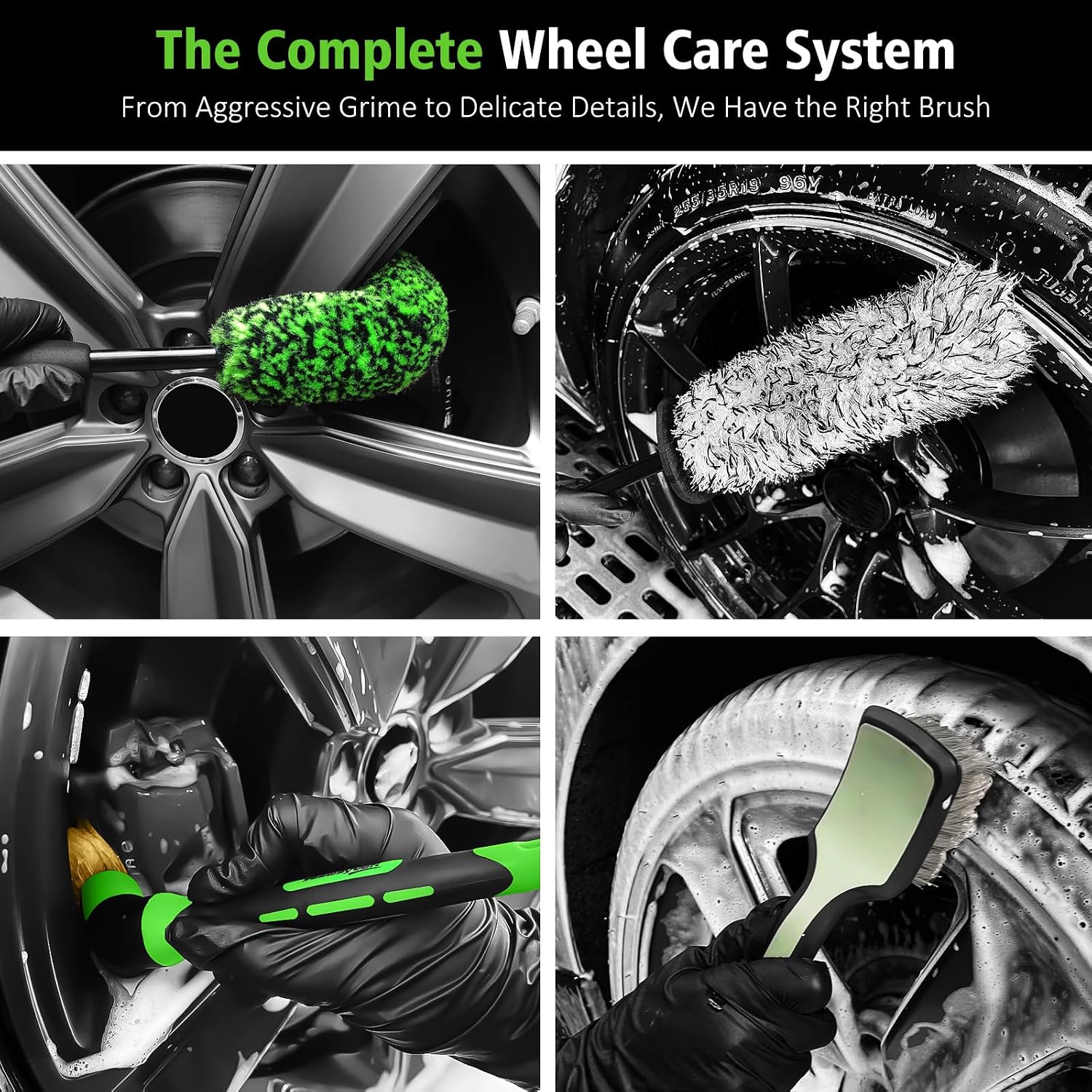 Detalle 2 de YeewayVeh 4PCS wheel cleaning kit 360° bendable brush 🧽