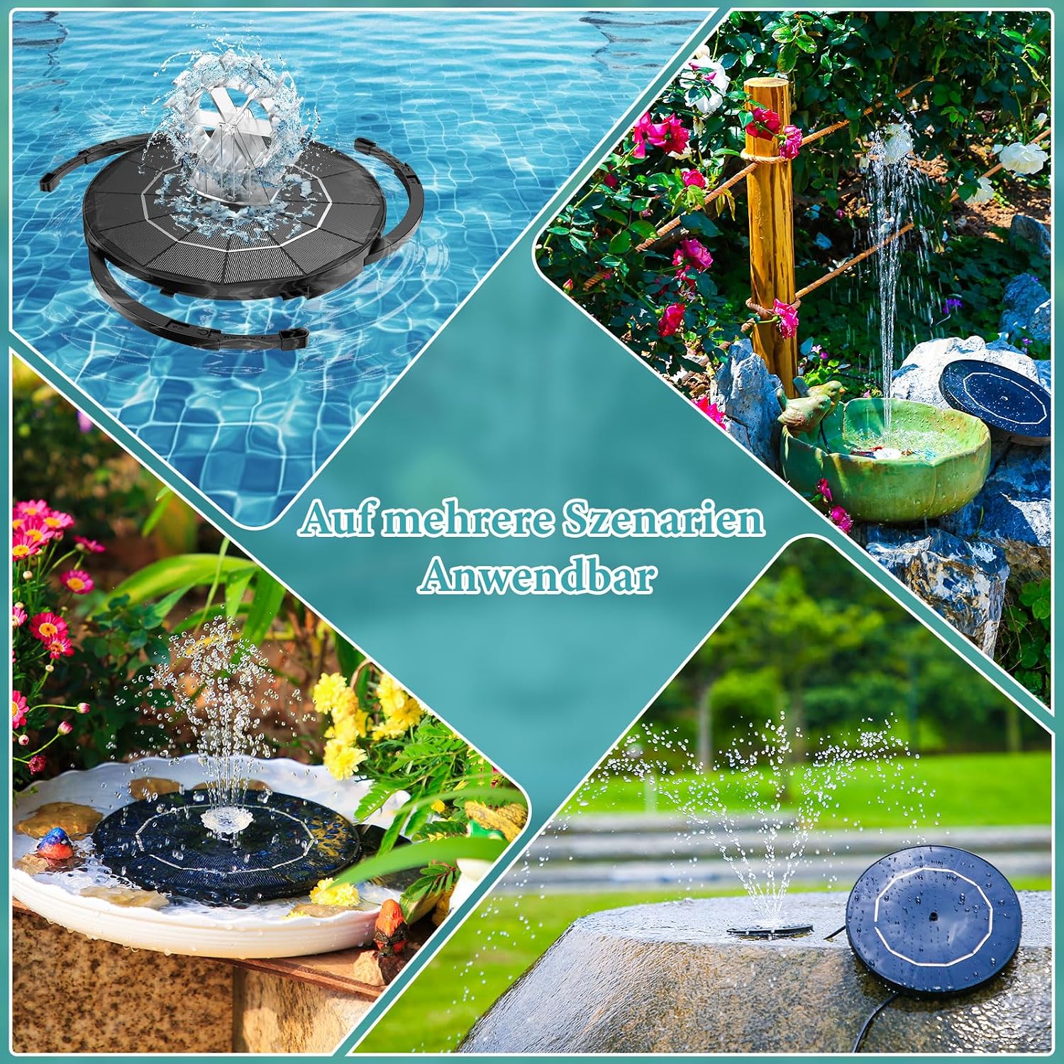Detalle de AISITIN Solarbrunnen Outdoor Split-Design mit Batterie – vielseitige Solar-Teichpumpe