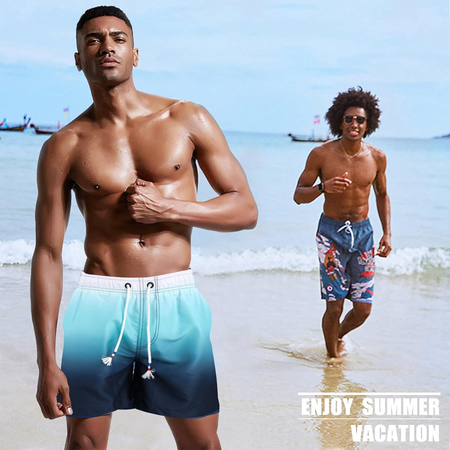 Thumbnail 2 de Danfiki Homme Shorts de Bain avec Poches et Serrage Réglable – Séchage Rapide