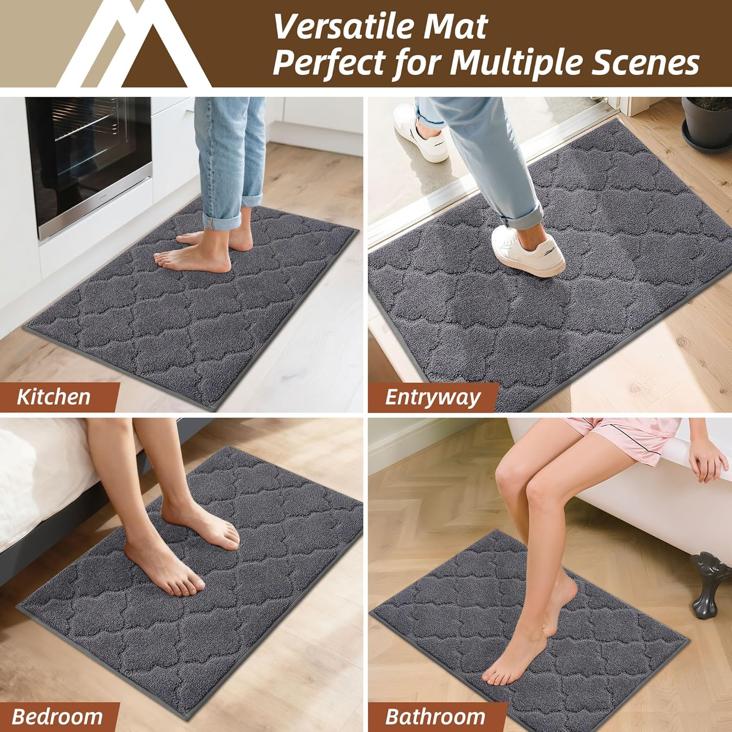Detalle de COSY HOMEER Kitchen Rugs 32"x48": Non-Slip, Washable, Absorbent Kitchen Mat