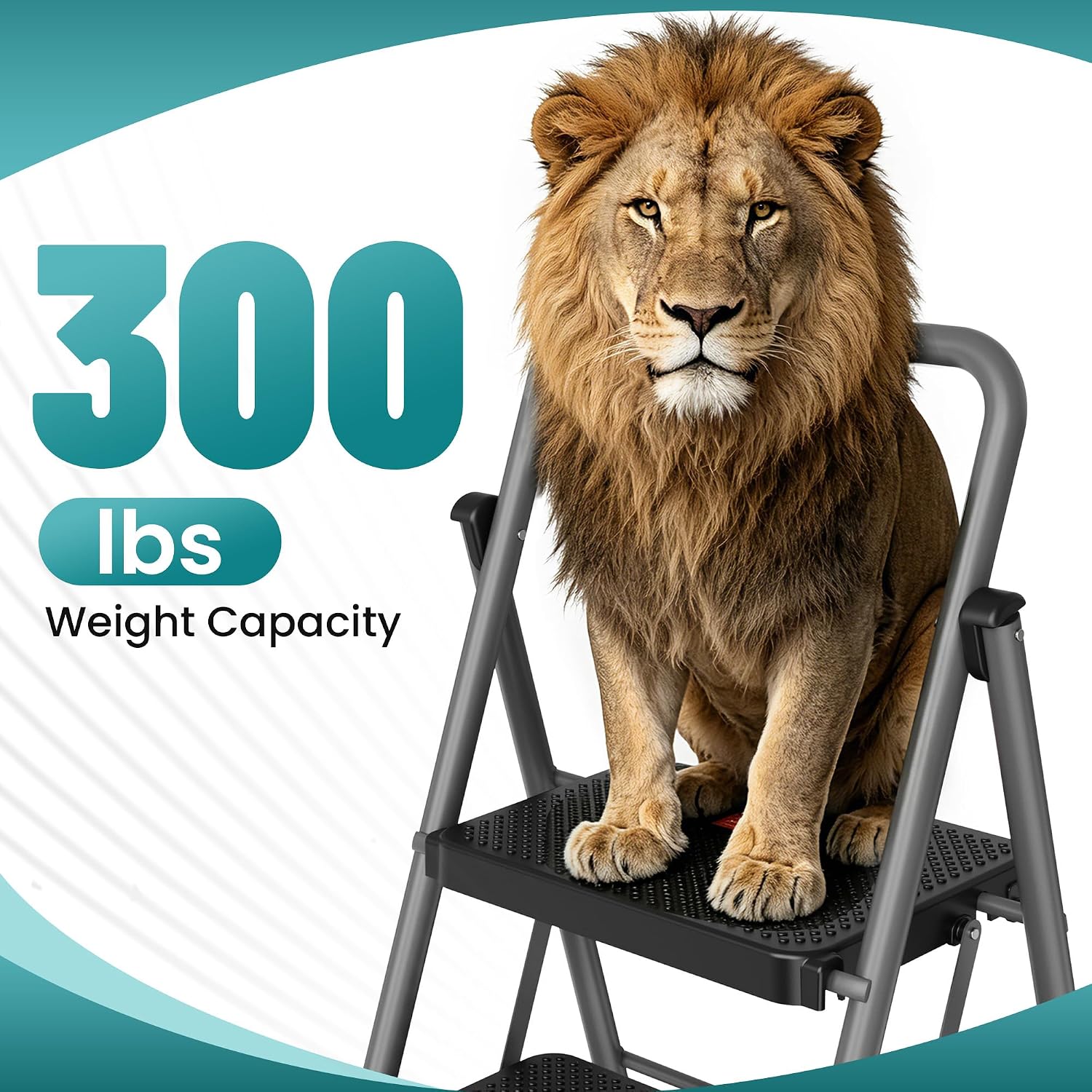 Detalle de HBTower Folding Step Ladder, 300 lb Capacity