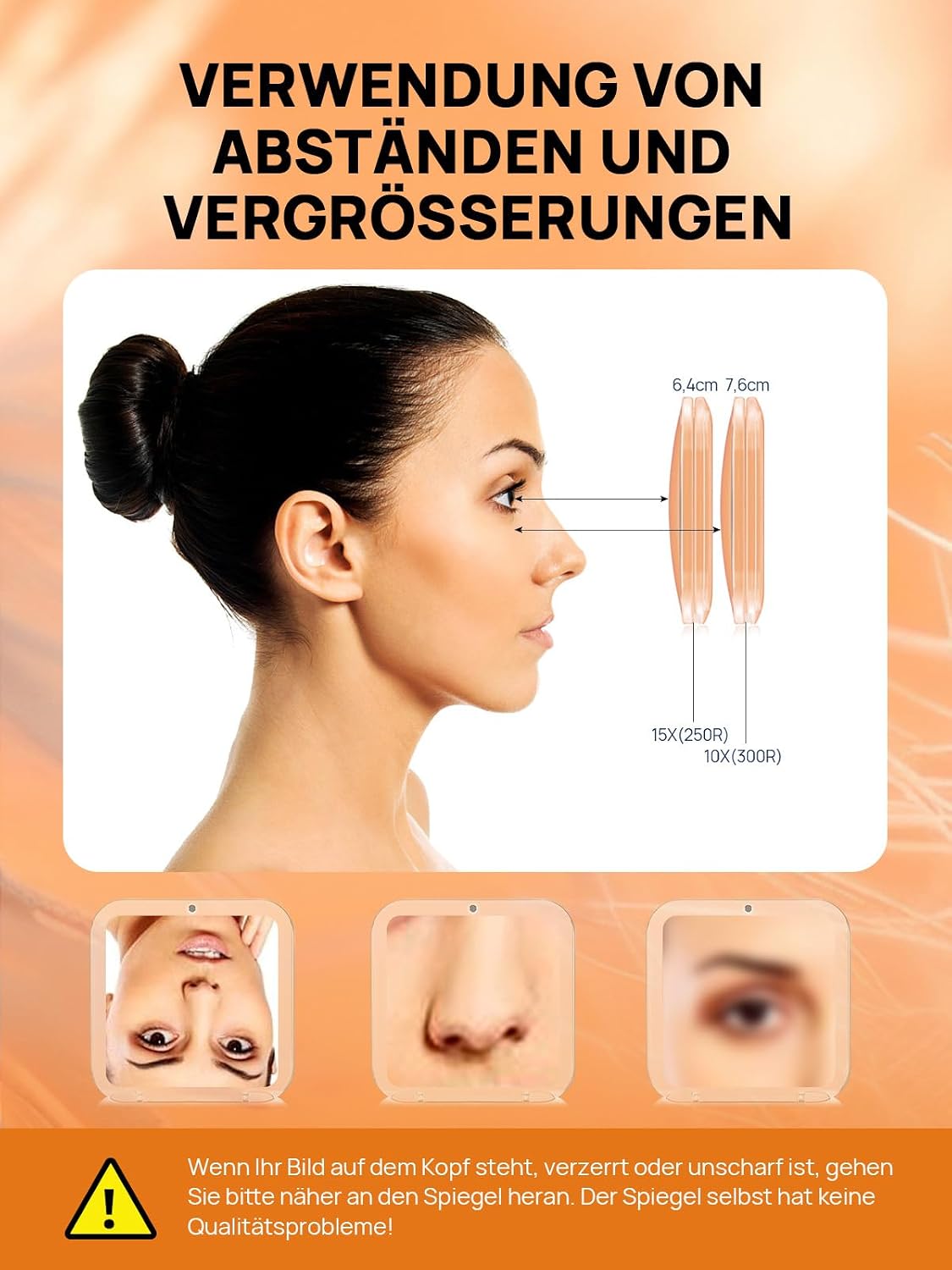 Detalle de OMIRO Taschenspiegel mit Vergrößerung – 1x/15x, kompakt und flexibel