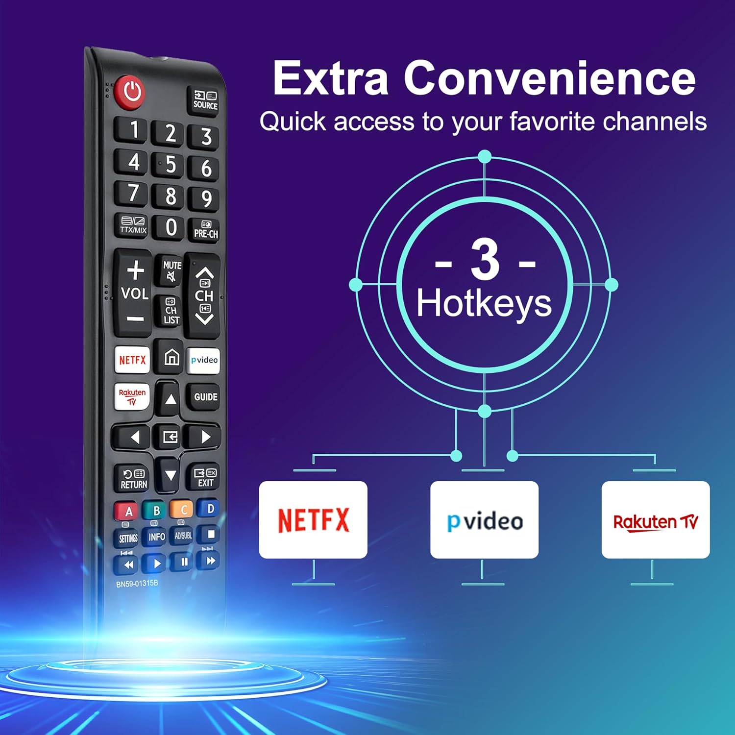 Thumbnail 5 de Samsung BN59-01315B replacement universal remote for Smart TVs (solar/Frame/Neo QLED etc.) with teletext buttons