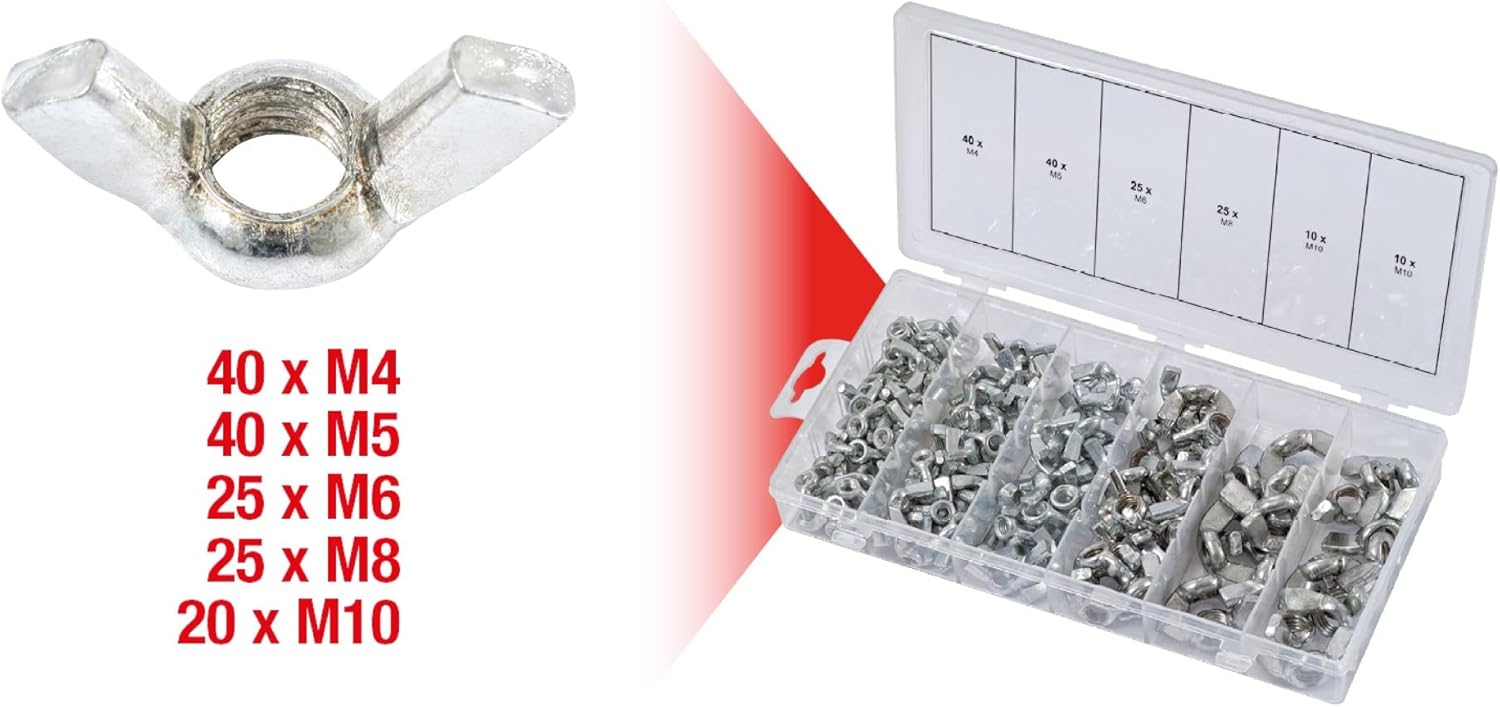 Detalle 2 de KS TOOLS 970.0470 – Assortiment d’écrous papillon, 150 pièces