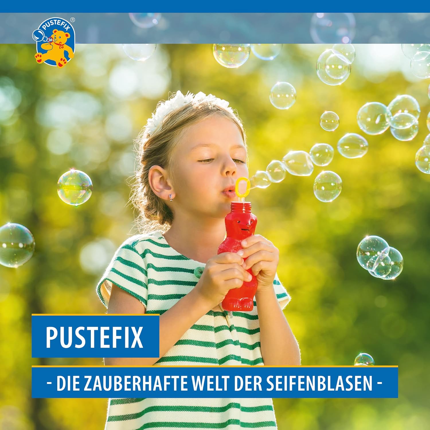 Detalle de PUSTEFIX Zauberbär Rot I – Seifenblasenwasser 180 ml