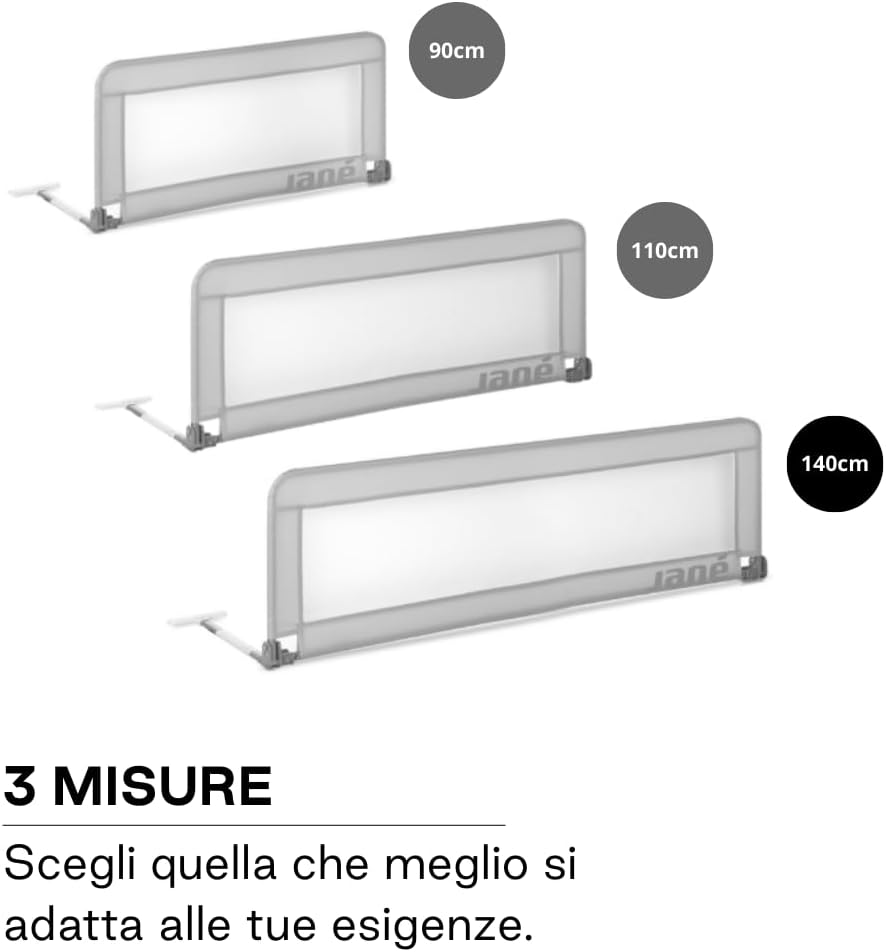 Detalle de Jané Sponda Letto Ribaltabile 140 cm – Extra Alta e Traspirante, Pieghevole con Borsa da Trasporto, Grigio