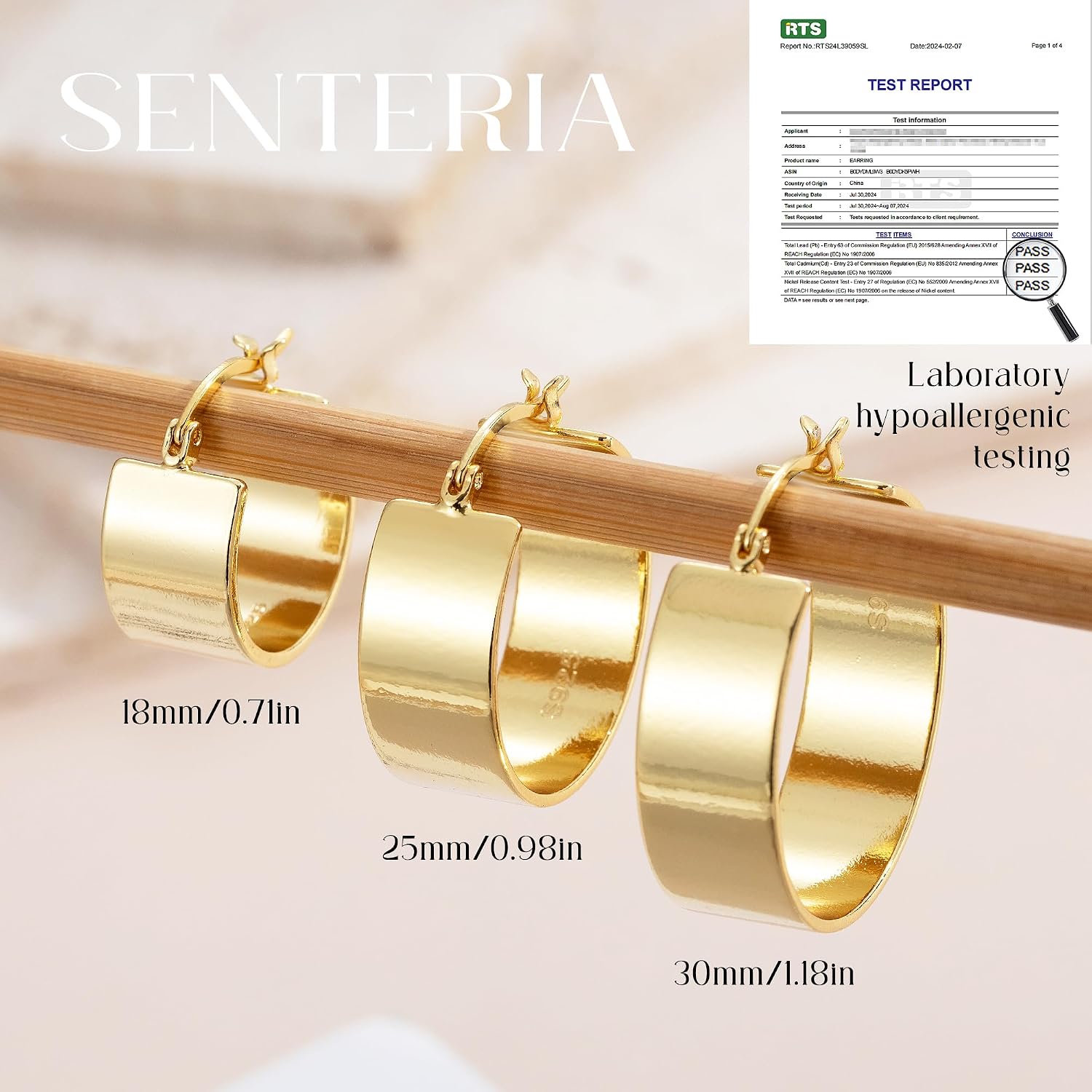 Detalle 2 de Chunky Gold Hoop Earrings 14K Gold-Plated