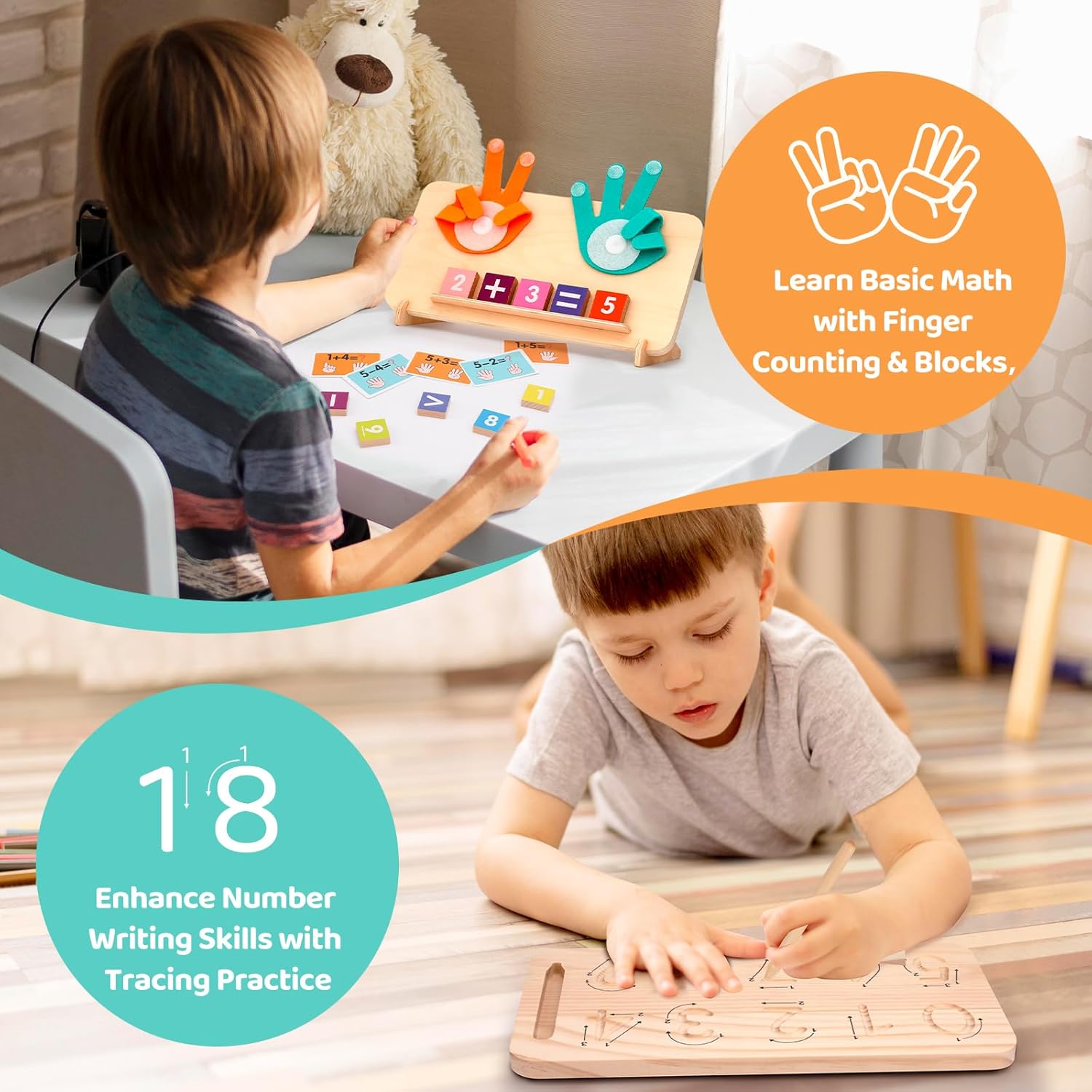 Thumbnail 4 de Montessori Learning Toys Double‑Sided Number Tracing Board