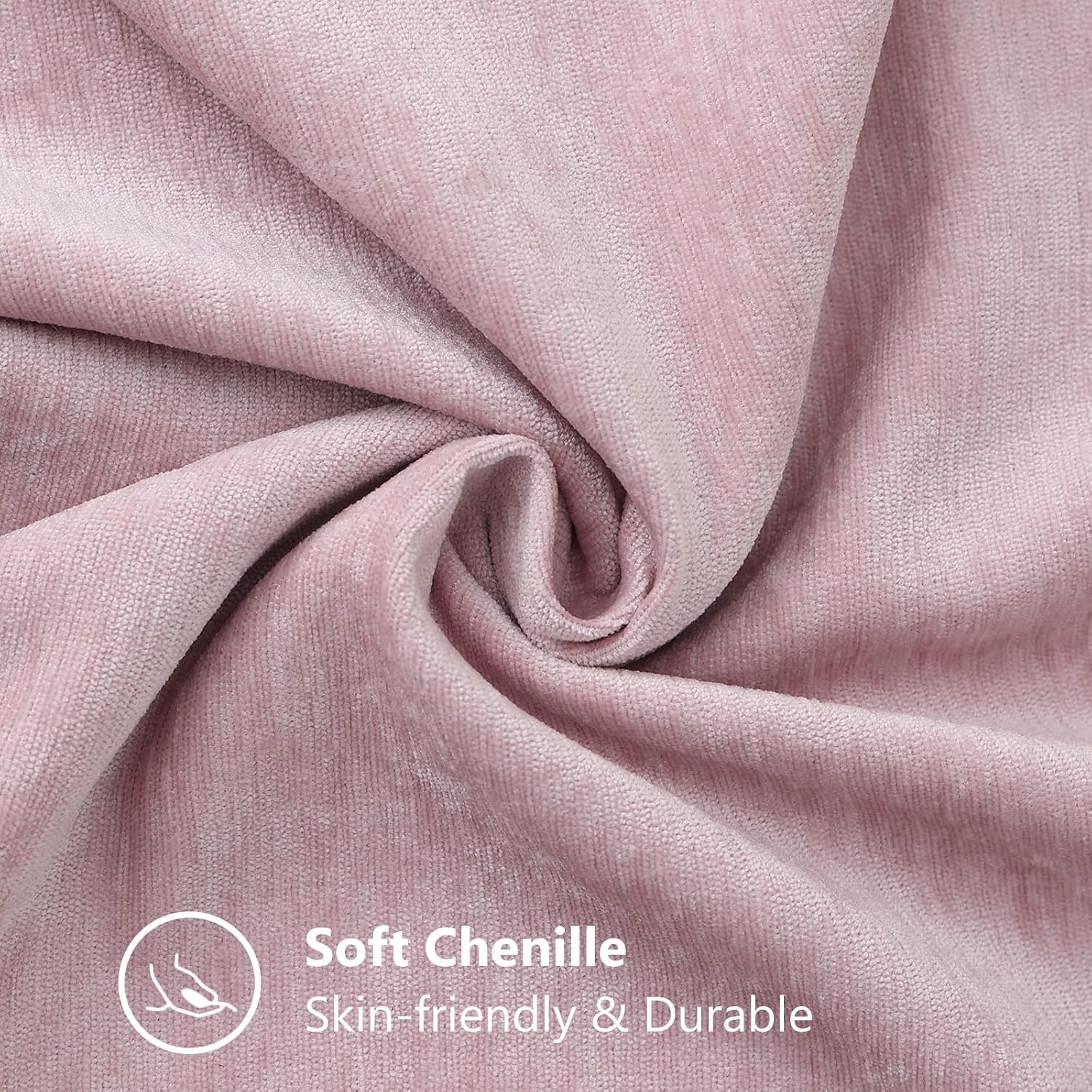 Detalle de decorUhome Fall Chenille Soft Cozy Throw Pillow Covers 24x24 (Set of 2) in Blush Pink