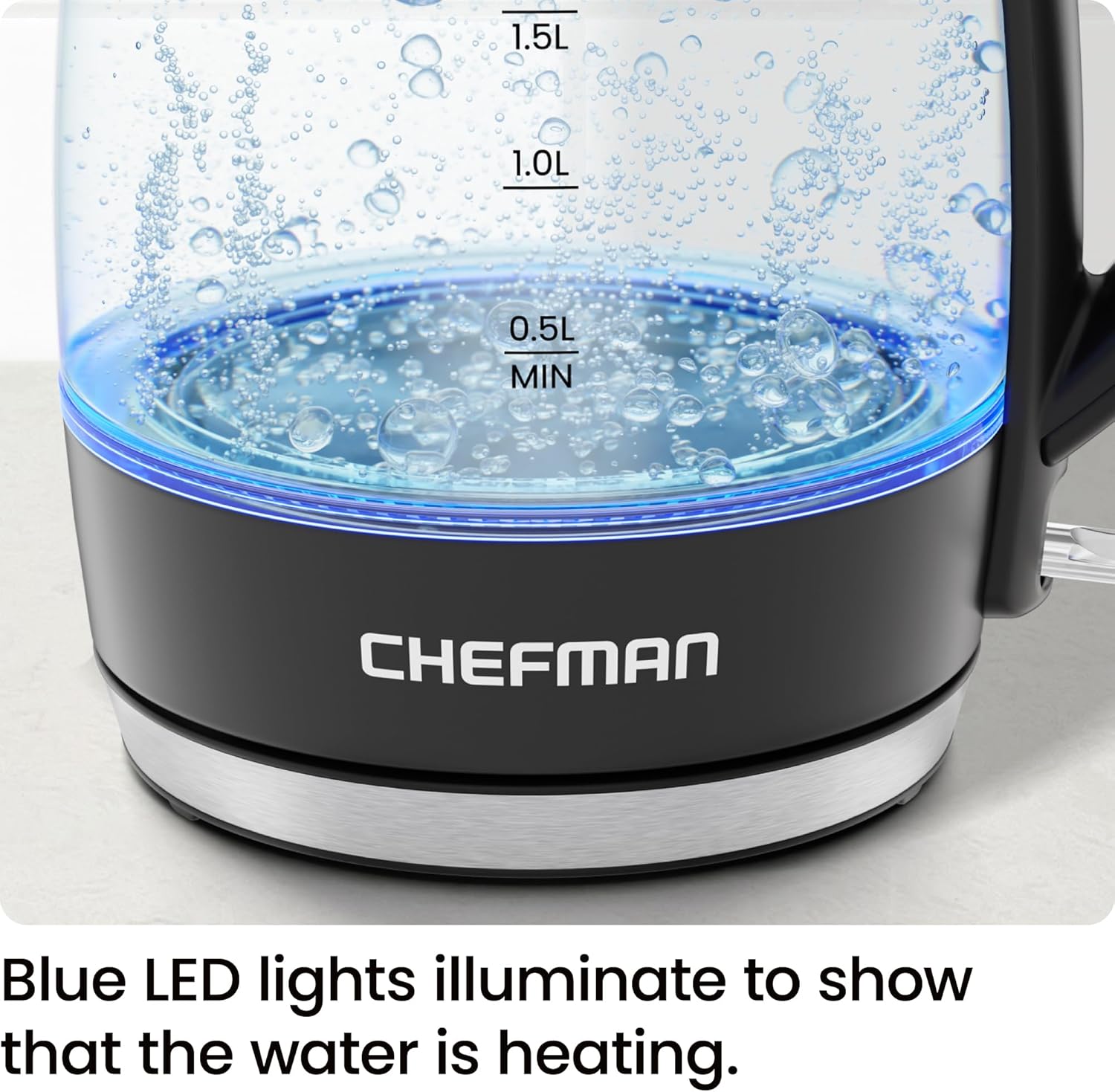 Thumbnail 3 de Chefman Electric Kettle 1.8L, Borosilicate Glass