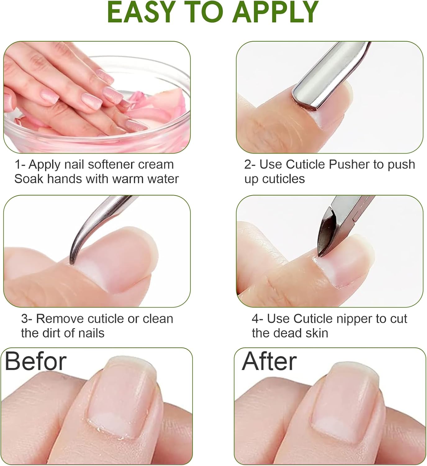 Detalle de Cuticle Nippers Set – Professional Cuticle Remover & Cuticle Pusher Kit by SYMBOL LONDON