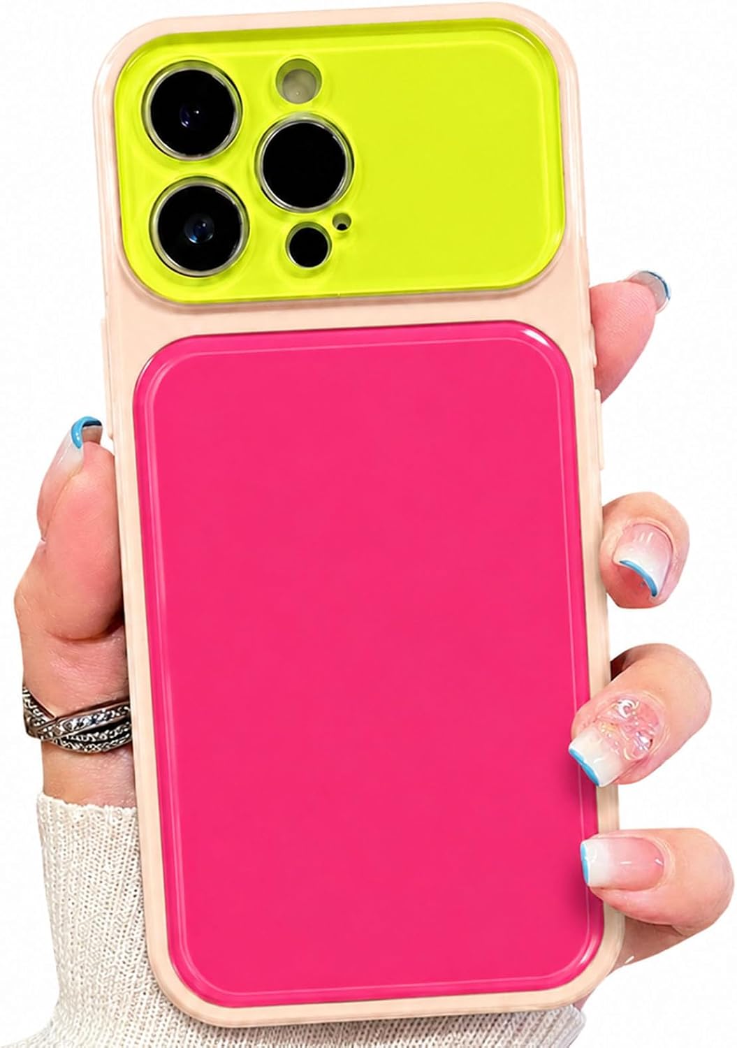 Detalle de EKELYVIA iPhone 16 Pro Case, Pink TPU with Contrast Color and Raised Bezels