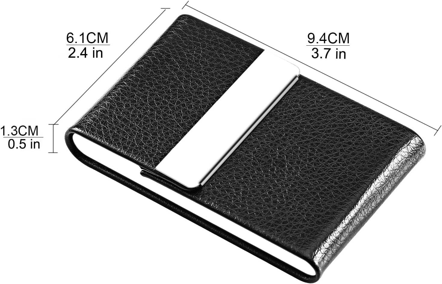 Thumbnail 4 de DMFLY Business Card Holder (Metal & PU Leather) with RFID Blocking and Magnetic Clasp, Black