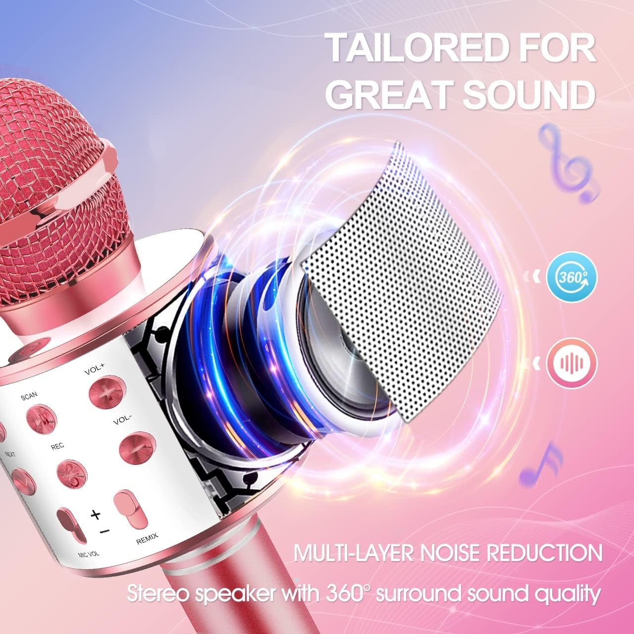 Detalle 2 de GeschenPark Microfono Karaoke Bluetooth per bambini 4‑12 anni 🎤