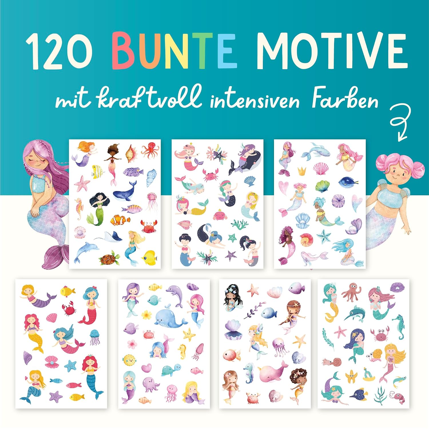 Detalle de Famifidus 120 Kinder Tattoos – hautfreundliche Tattoos für Mädchen und Jungen (Made in Germany)