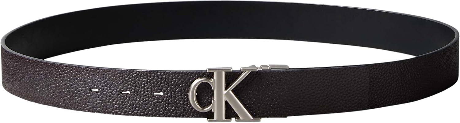 Detalle de Calvin Klein Men's Ck Buckle Tumbled 35mm Adj/Rev Belt – Pack of 1