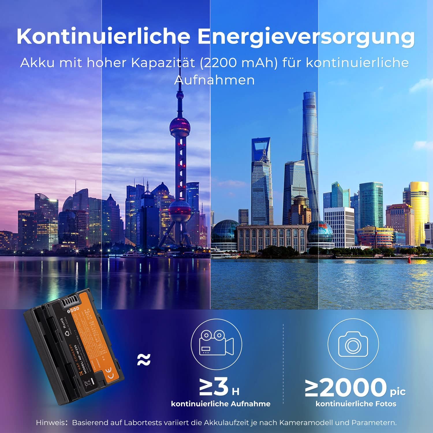 Thumbnail 1 de K&F CONCEPT NP-W235 Akku-Ladegerät-Set (Dual Slot) für Fujifilm NP-W235 – 2× 2200 mAh, mit USB-Ladegerät