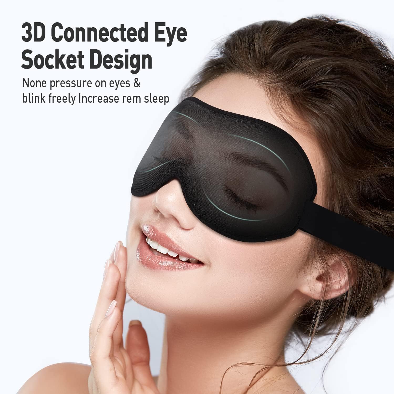 Detalle de Schlafmaske aus Seide für Seitenschläfer – 3D Lichtblocker mit Memory-Schaum
